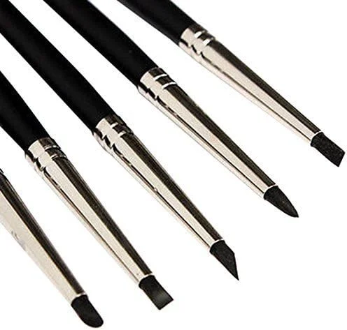 COMIART CREATE COLOR LIFE ست 5 عددی ابزار مجسمه سازی خمیر فیمو انعطاف پذیر، برس های شکل دهنده سیلیکونی سایز 0