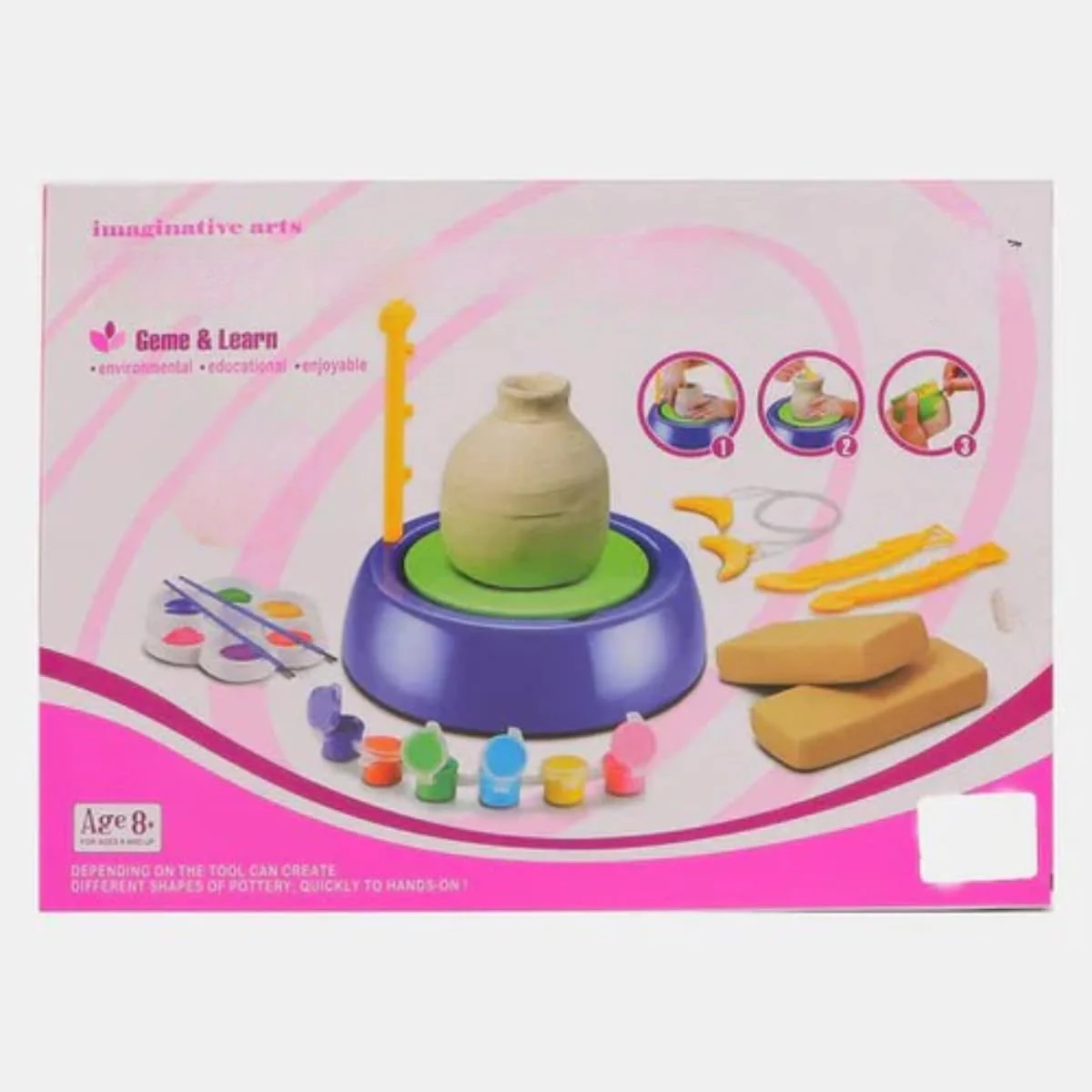 کیت هنر و کاردستی چرخ سفالگری کودکان - دستگاه سرامیک، خاک رس خشک شونده در هوا، ابزارهای مجسمه سازی، استودیوی سفالگری DIY، ست کاردستی مبتدی برای سنین 8 سال به بالا، بازی چرخ سفالگری، کیت نقاشی، ست سفالگری کودکان