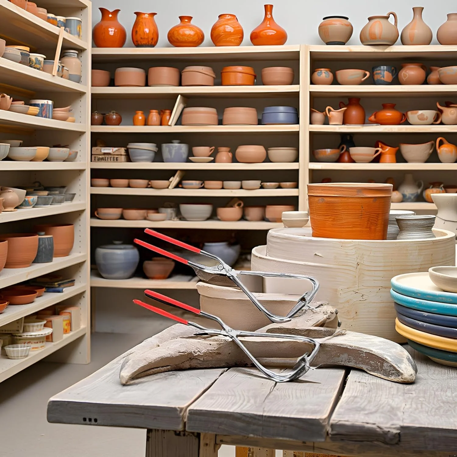 Pssopp 2 عدد انبر سفالگری DIY، ابزار غوطه وری مجسمه سازی خاک رس، ابزار لعاب کاری برای سفالگری