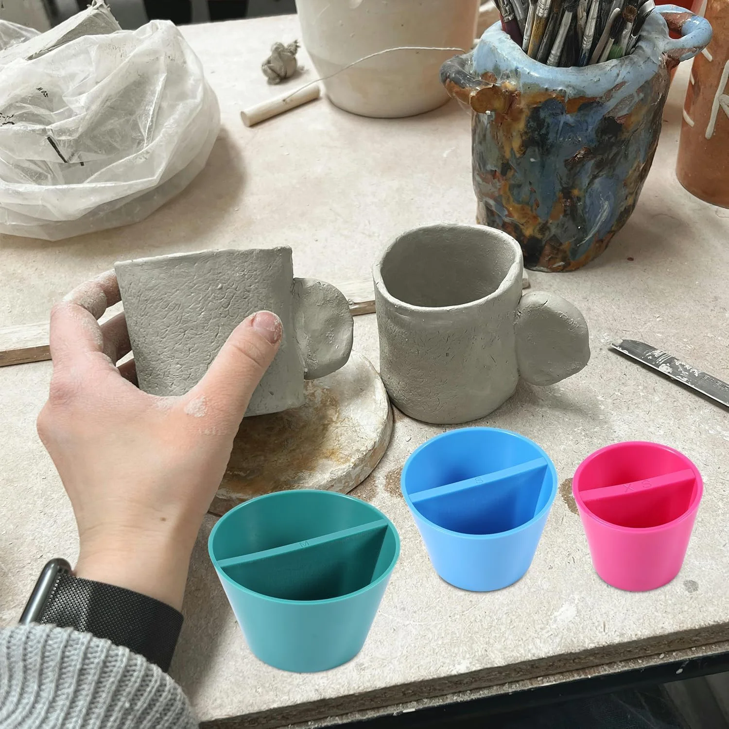 ابزار مخروطی لبه سفالگری، مخروط شکل دهنده لبه سرامیکی، ابزار پرداخت سفالگری در 3 سایز، ابزار گِلی سرامیکی مخروط شکل دهنده لبه، ابزار پرداخت گِل برای سفالگران، هنرمندان گِل، مبتدیان، دوستداران، 3 عدد