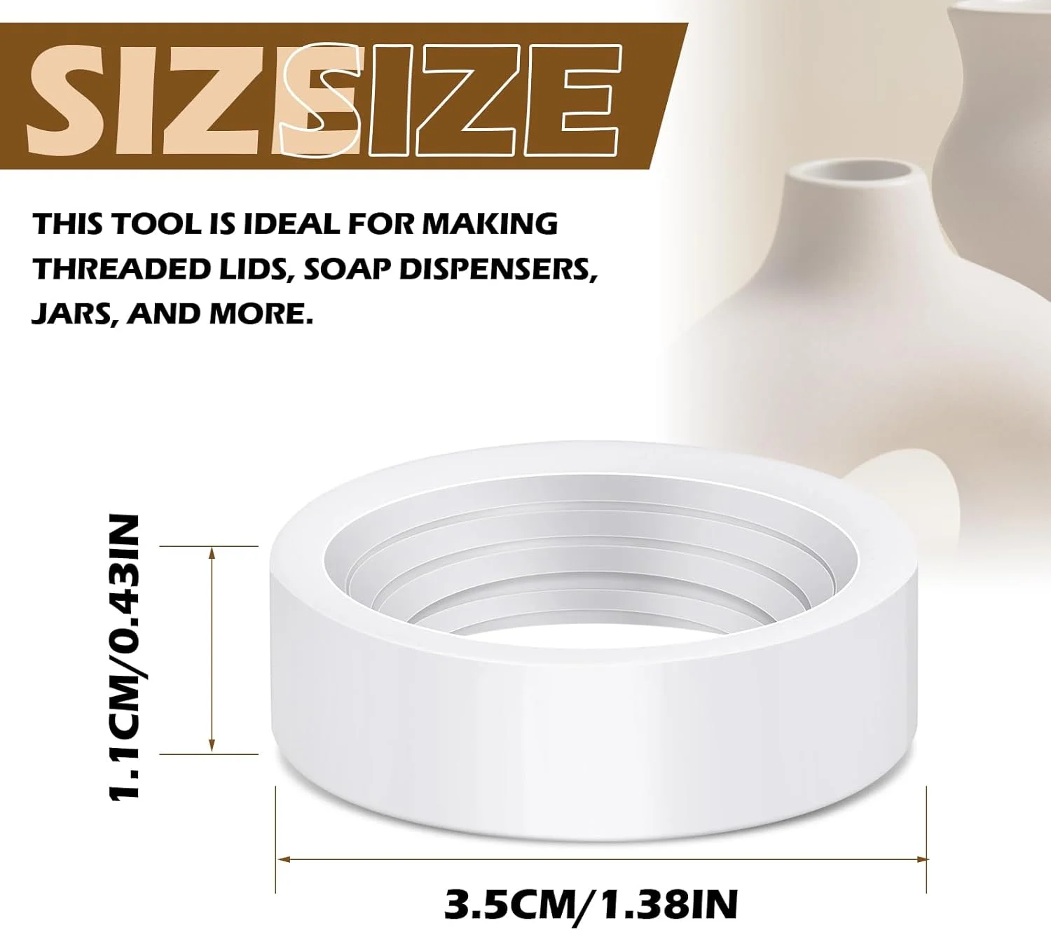 ابزار رزوه زنی سرامیک Youyole، 4 عددی، ابزار برش رزوه برای سفالگری با خاک رس، ابزار رزوه ساز برای سرامیک های جای صابون، رزوه های دقیق و یکنواخت به سفال شما اضافه می کند (سفید)