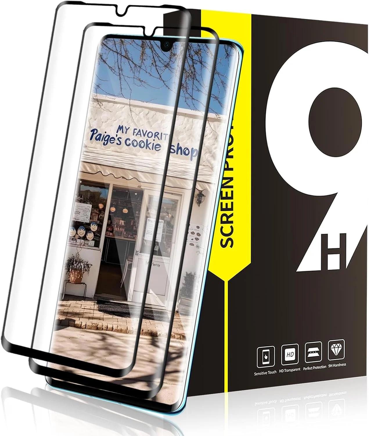 محافظ صفحه نمایش بادی گارد بسته 2 عددی برای هواوی P30 Pro، سختی 9H، فوق العاده مقاوم، وضوح بالا، ضد حباب، شیشه محافظ P30 Pro، فیلم تمpered حساس به لمس تمام صفحه 3D
