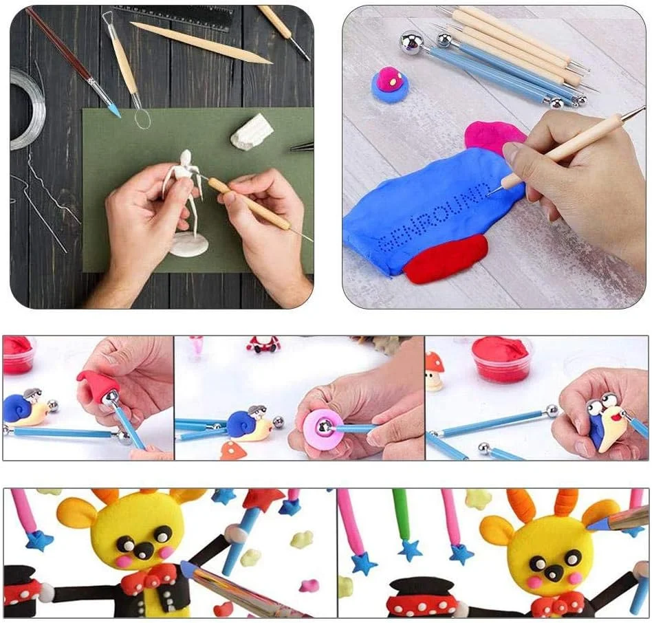 ابزار مجسمه سازی رسی Tawcal، مجموعه 26 عددی ابزار مدل سازی رس پلیمری با جعبه نگهداری برای نقاشی روی سنگ، مدل سازی رس سفالی، برجسته کاری، هنر ناخن DIY