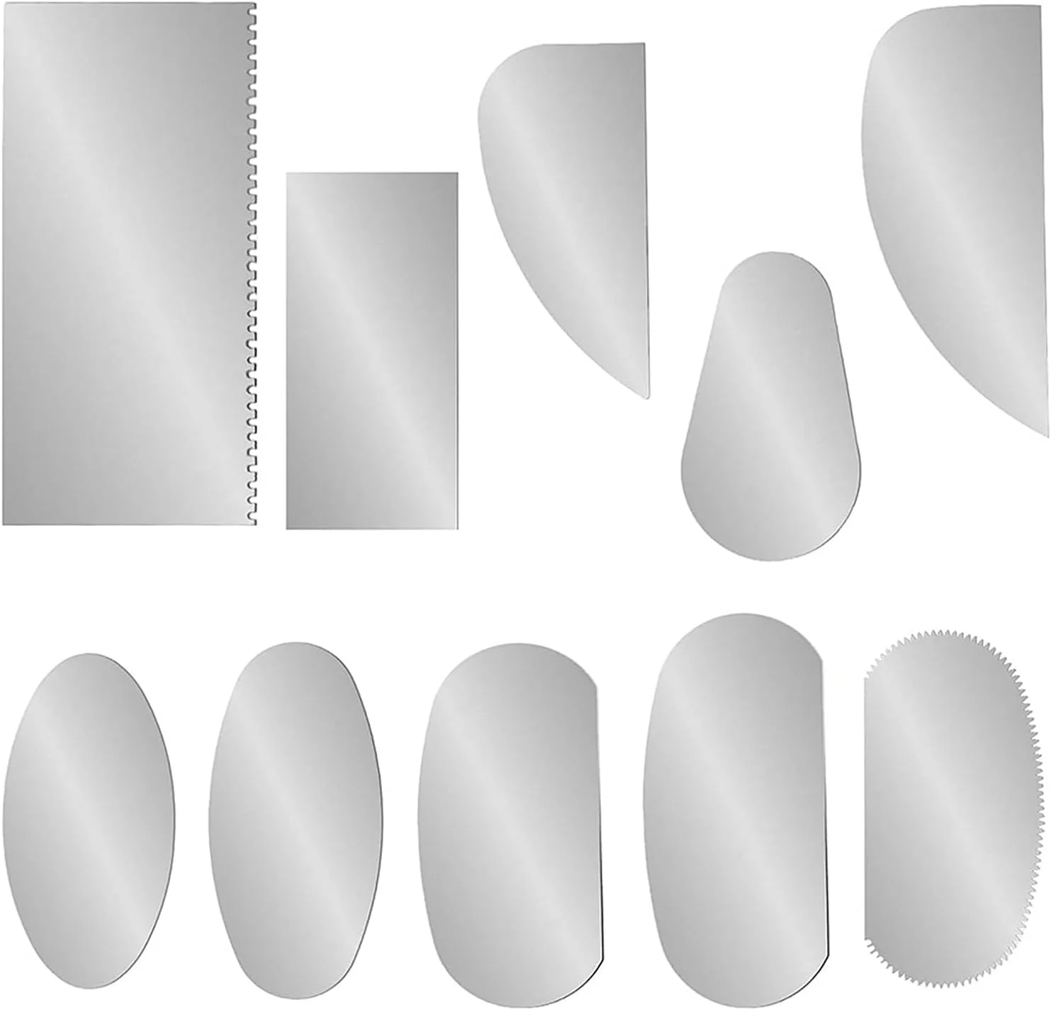 ست 10 عددی ابزار سفالگری استیل ضد زنگ، ابزار بادوام خاک رس، خراشنده دندانه دار تیز، برش خراشنده قالب لبه گرد، ست ابزار مجسمه سازی خاک رس فلزی تخت، برای هنرمندان مجسمه سازی و بافت دهی