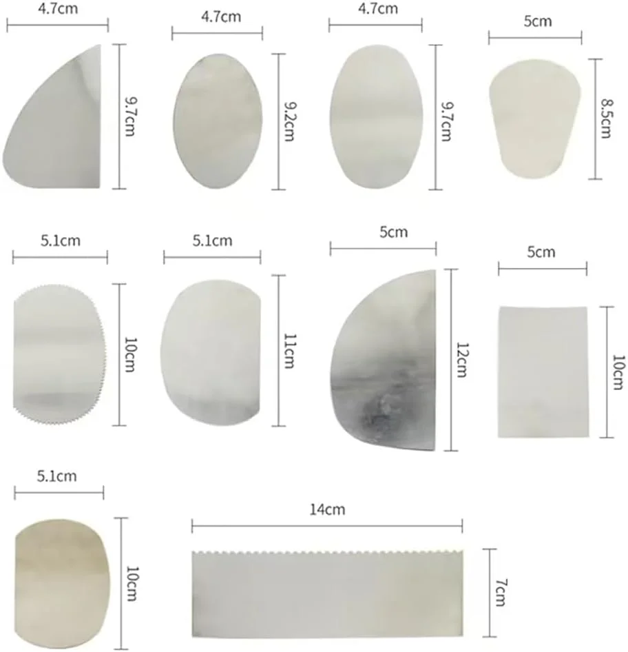 GSHLLO 10 عدد کاردک سفالی استیل ضد زنگ، کاردک های مدل سازی سفال، کاردک های شکل دهی رس، کاردک های بافت دار، ابزارهای مجسمه سازی سرامیکی دندانه دار، ابزارهای دنده مجسمه سازی