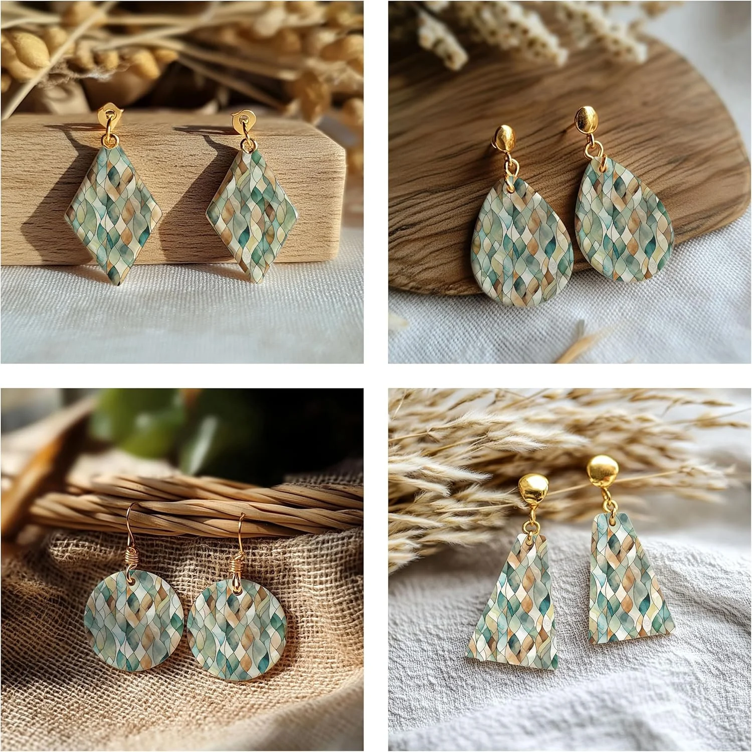 کاغذ انتقال طرح برگ آبرنگی GOTO CLAY TOOLS - 6 عدد، کاغذ انتقال طرح برای خمیر پلیمری، برگه انتقال طرح خمیر پلیمری برای ساخت جواهرات (کاغذهای انتقال محلول در آب) TPUS-868