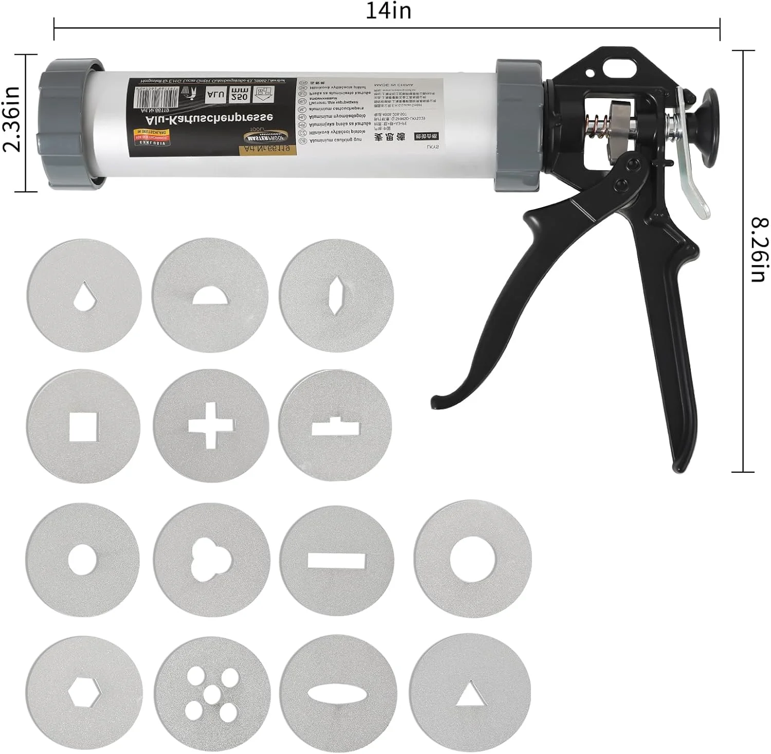 ابزار اکسترودر خمیر رُس Griiyakii، ابزار تفنگ خمیر رُس با 14 صفحه مختلف برای مجسمه‌سازی و کاردستی با تفنگ اکستروژن خمیر رُس دستی