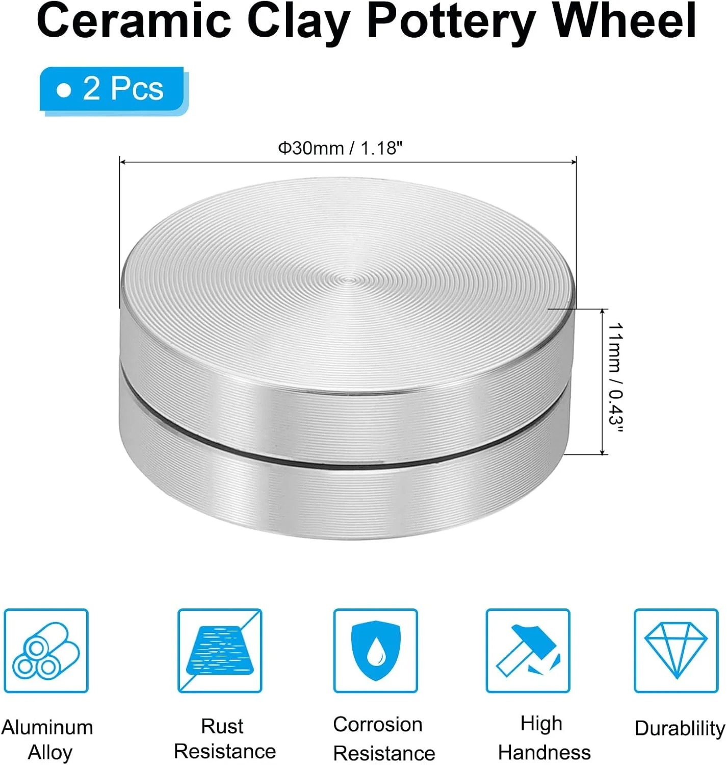 چرخ سفالگری سرامیکی 30 میلی متری PATIKIL، 2 عدد ابزار پرداخت چرخ سفالگری، تثبیت کننده پرداخت روتاری برای پروژه های صنایع دستی رنگ آمیزی