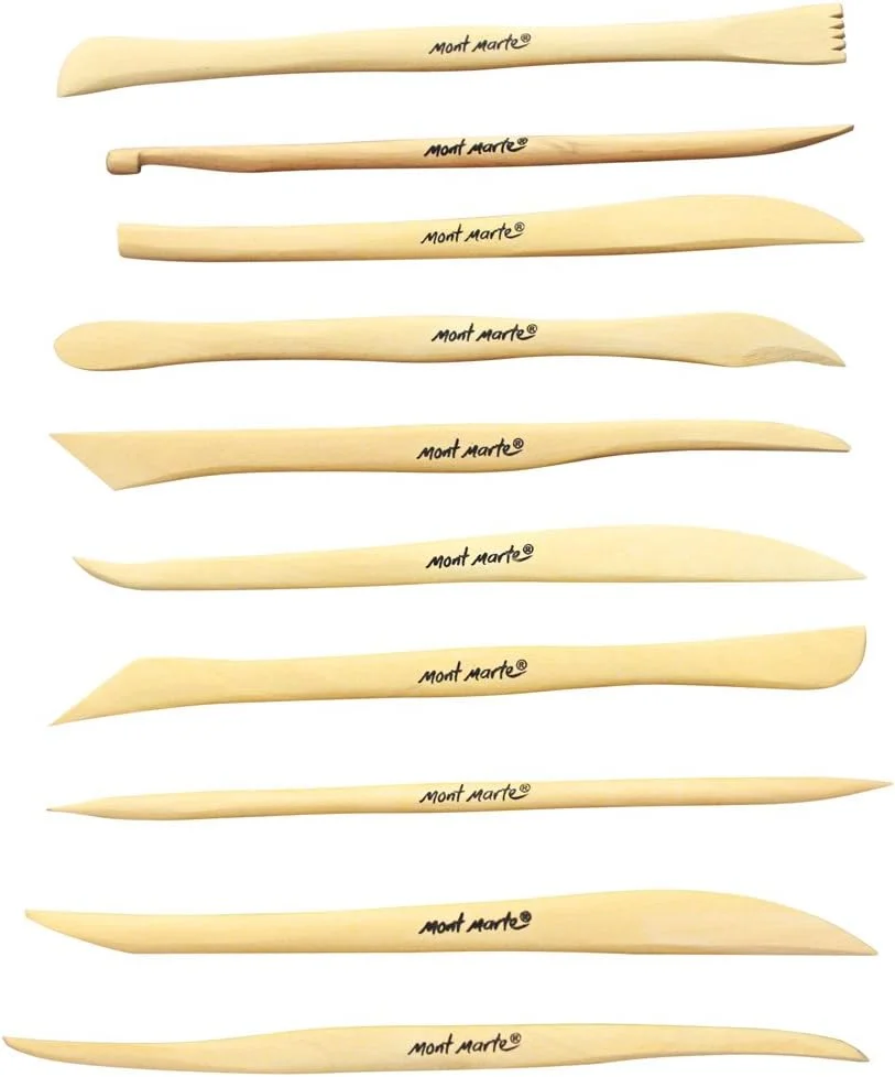 ابزار مدل سازی مینیاتوری خاک رس Mont Marte Boxwood، 10 عددی. مجموعه 10 قطعه دو سر که 20 ابزار مدل سازی خاک رس را ارائه می دهد. مناسب برای برش، حکاکی و صاف کردن خاک رس