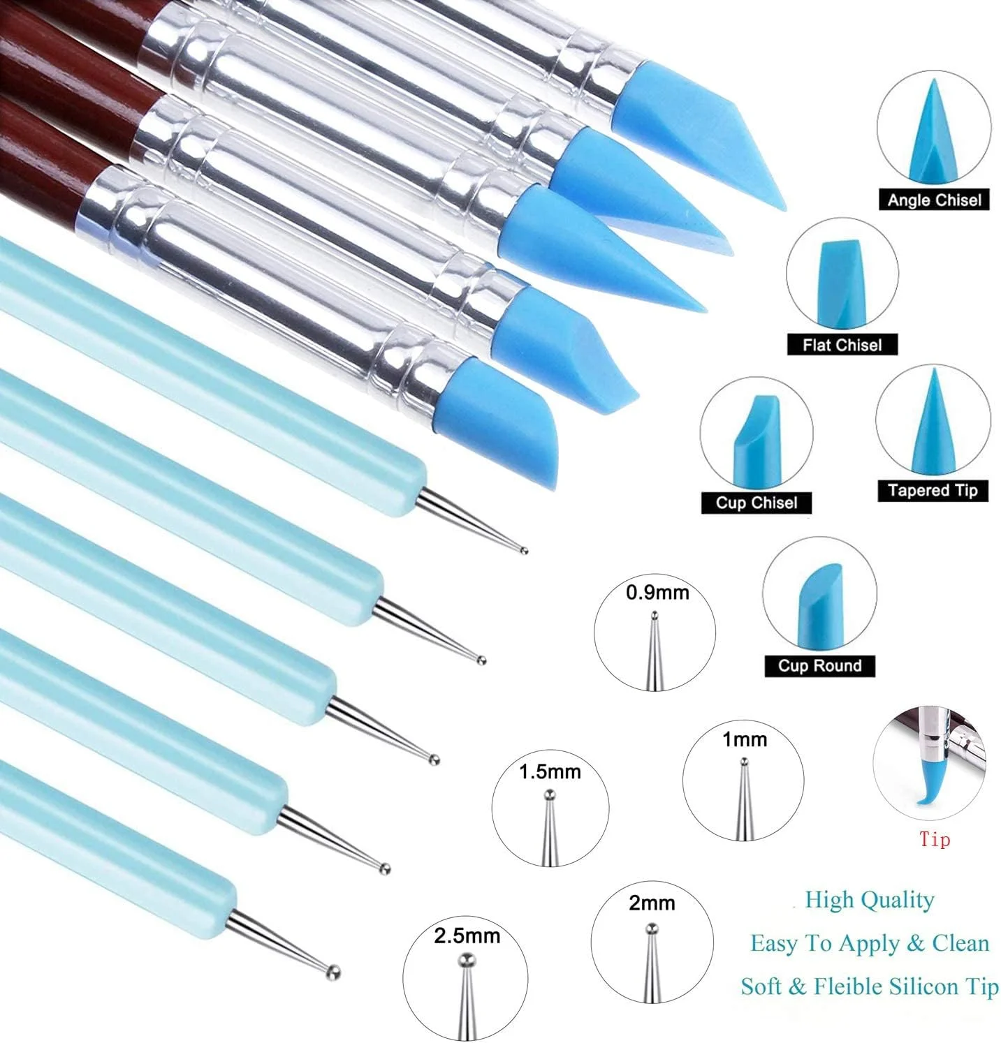 ابزار مجسمه سازی خمیر سیلیکونی SYOSI، مجموعه 10 عددی ابزار نقطه گذاری مدل سازی برای صنایع دستی سفالگری، سنگ، ناخن، ترکیب، طراحی
