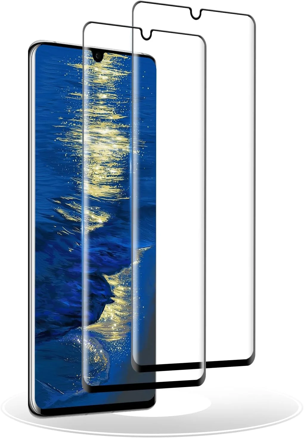 محافظ صفحه نمایش شیشه ای حرارت دیده IQShield سازگار با Huawei P30 Pro، محافظ صفحه نمایش برای Huawei P30 Pro، محافظت کامل سه بعدی از صفحه نمایش، سختی 9H، ضد اثر انگشت - 2 عدد