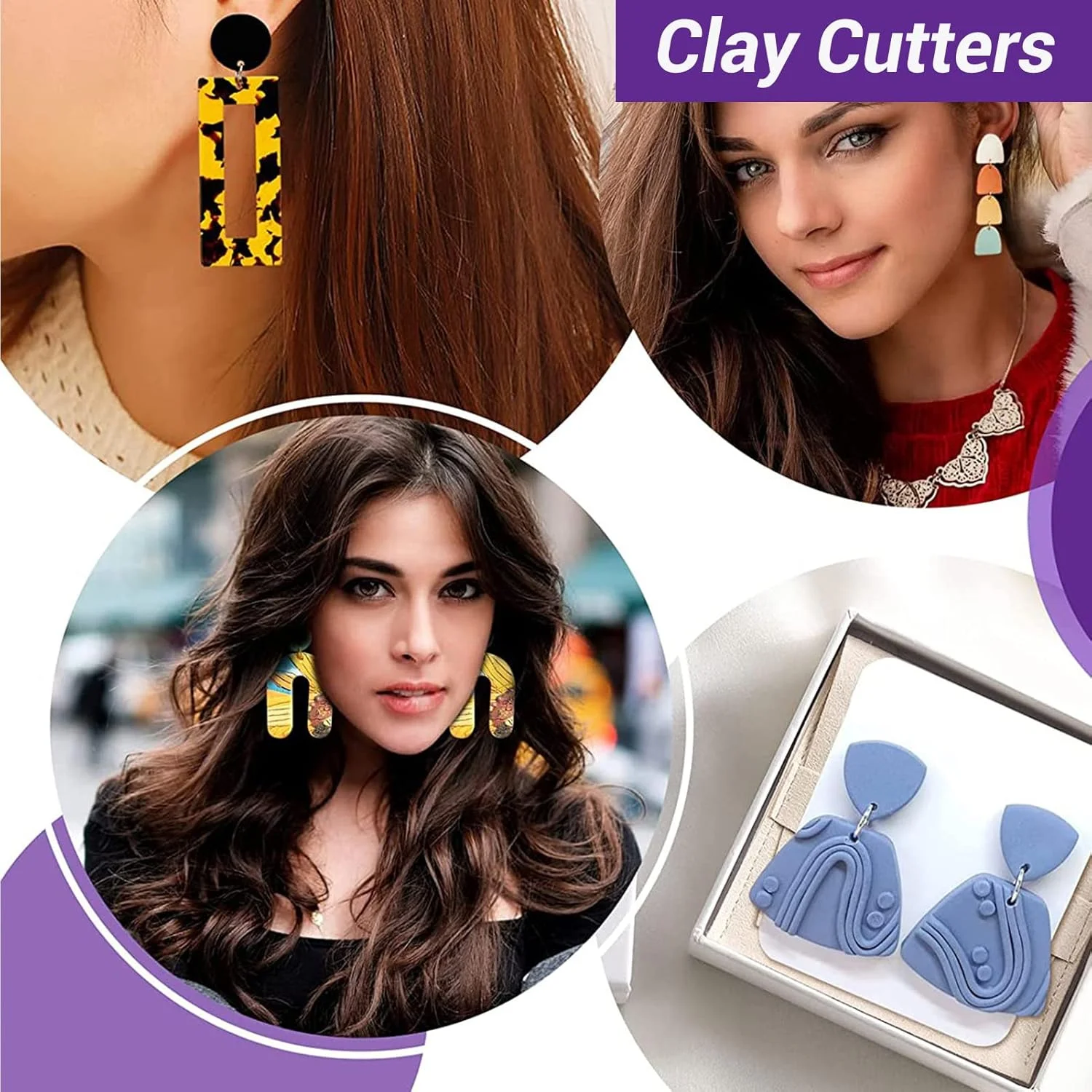 برشگرهای خمیر پلیمری 24 عددی Eujgoov برای گوشواره، جواهرات، اشکال - ابزارهایی برای خمیر