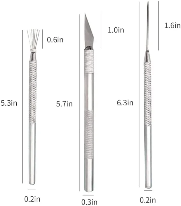 ابزار سوزنی سفالی Duehut HLLMX شامل 3 عدد ابزار سوزنی سرامیکی رسی، ابزار سوزنی جزئیات سفالگری، پین پر مجسمه سازی، چاقوی حکاکی و ابزار سوزنی جزئیات برای مجسمه سازی سفال رسی