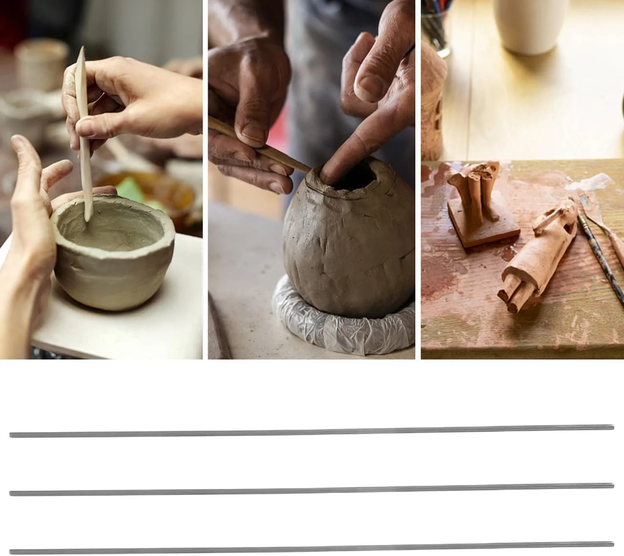 سیم تنگستن DIYEAH، مناسب برای ابزارهای سفالگری، سیم مقاوم در برابر حرارت بالا برای سرامیک و جواهرات، مناسب برای لوازم جانبی و کاربردهای آویز و سوزاندن، 3 عدد