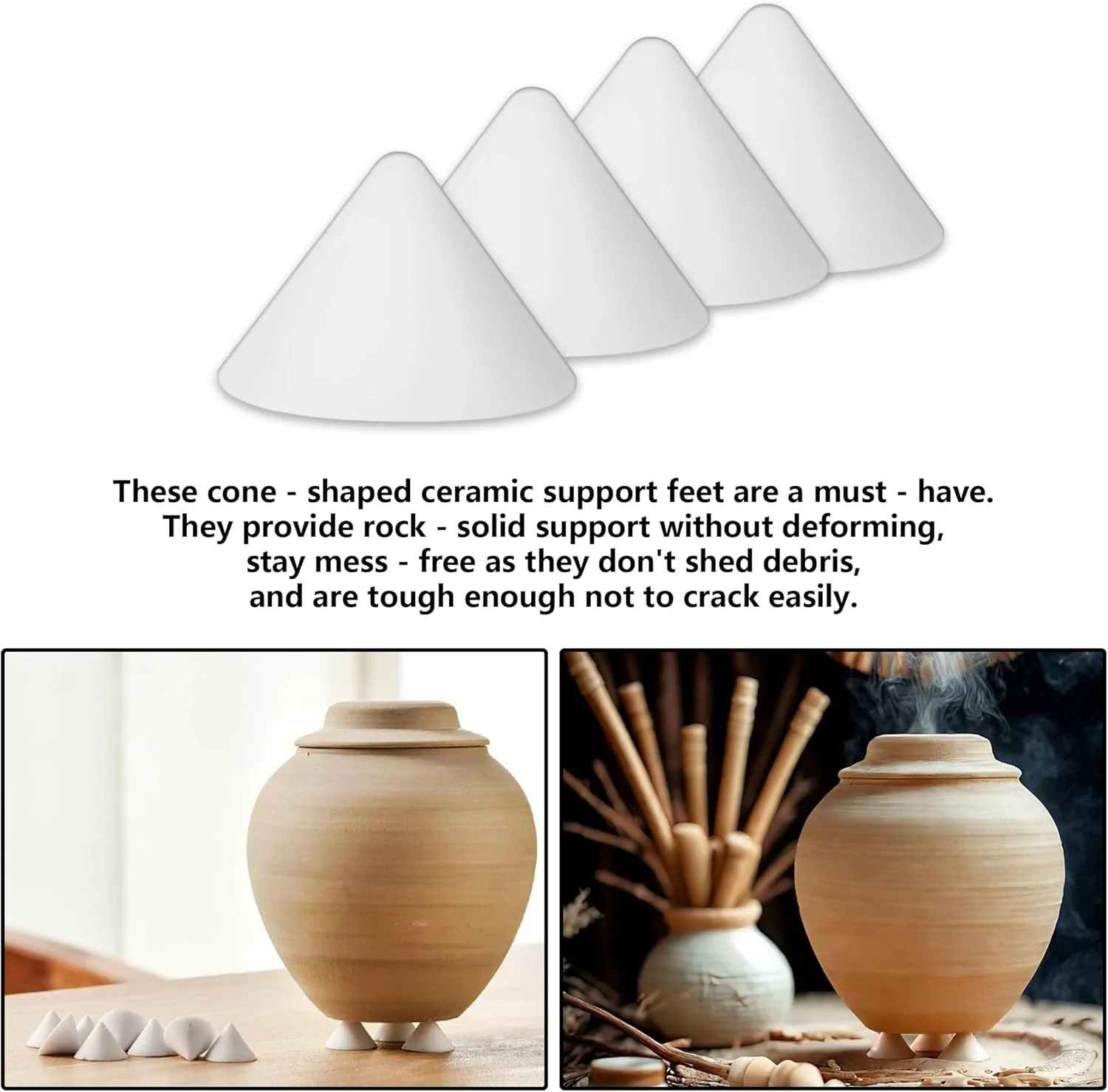 میخ کوره سفالی 100 عددی برای پخت سرامیک، پایه های نسوز مقاوم در برابر حرارت بالا، ابزار چوب بست کوره اکسید آلومینیوم برای پشتیبانی از لعاب مخروطی، قابل استفاده مجدد تا 1380 درجه سانتیگراد