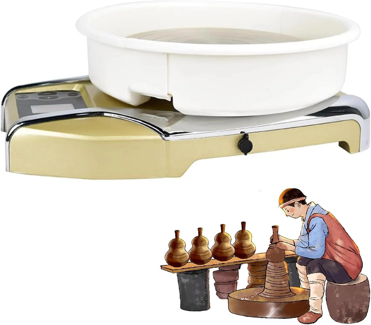 دستگاه چرخ سفالگری قابل حمل، دستگاه هوشمند سفالگری با صفحه نمایش LCD و قابل شارژ، صفحه گردان آلومینیومی 29 سانتی متری، 80-280 دور در دقیقه، کیت سفالگری برای مسافرت، ابزار DIY برای مبتدیان دستگاه چرخ سفالگری قابل حمل، دستگاه هوشمند سفالگری با صفحه نمایش LCD و قابل شارژ، صفحه گردان آلومینیومی 29 سانتی متری، 80-280 دور در دقیقه، کیت سفالگری برای مسافرت، ابزار DIY برای مبتدیان