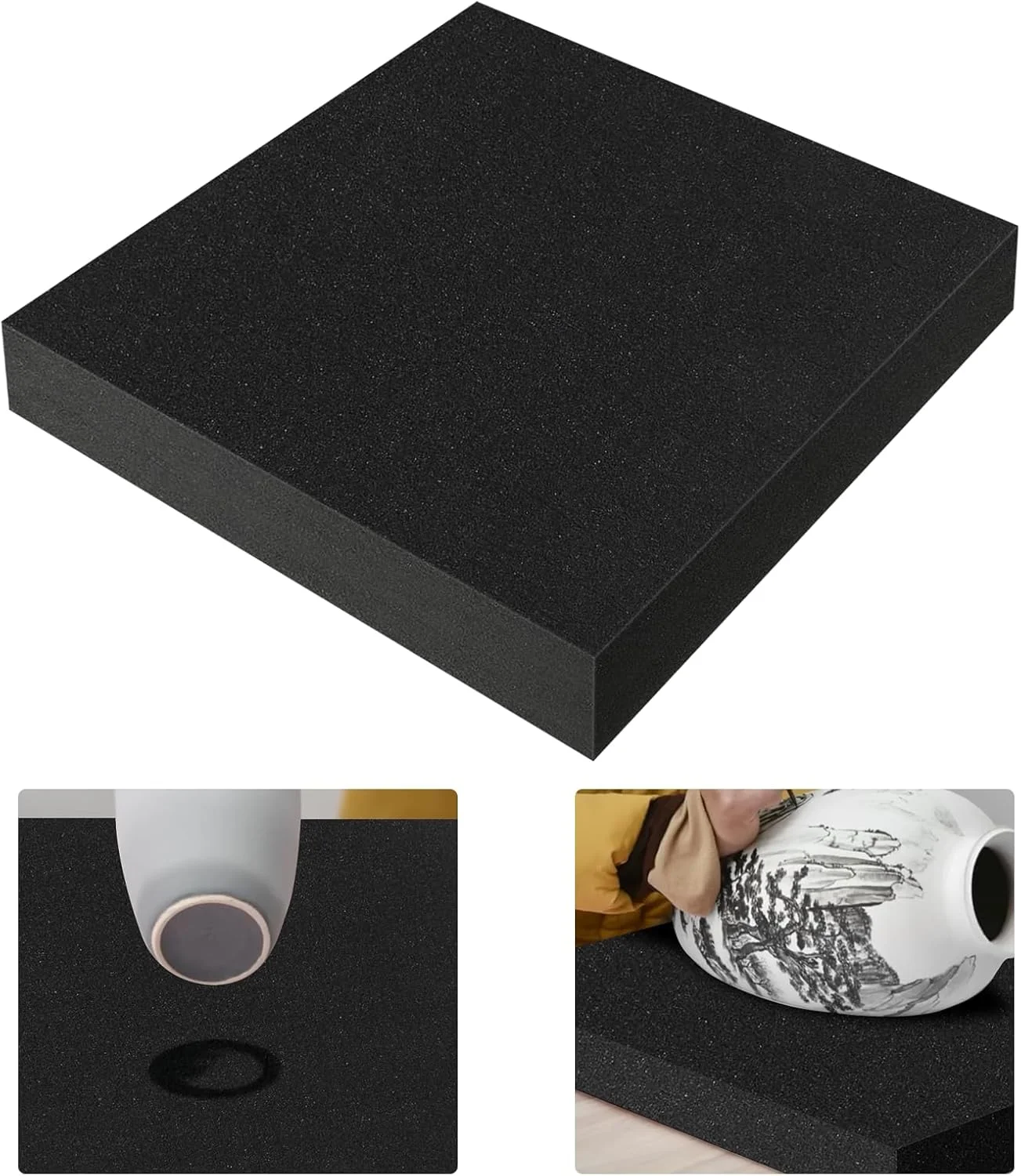 رانر میز فوم سفالگری KIBBEH، ابزار قالب سفالگری، اسفنج های بزرگ سفالگری برای نقاشی سفالگری، لعاب کاری، پرس کردن قالب ها، ساخت کاسه، بشقاب، خلق سرامیک (مشکی)