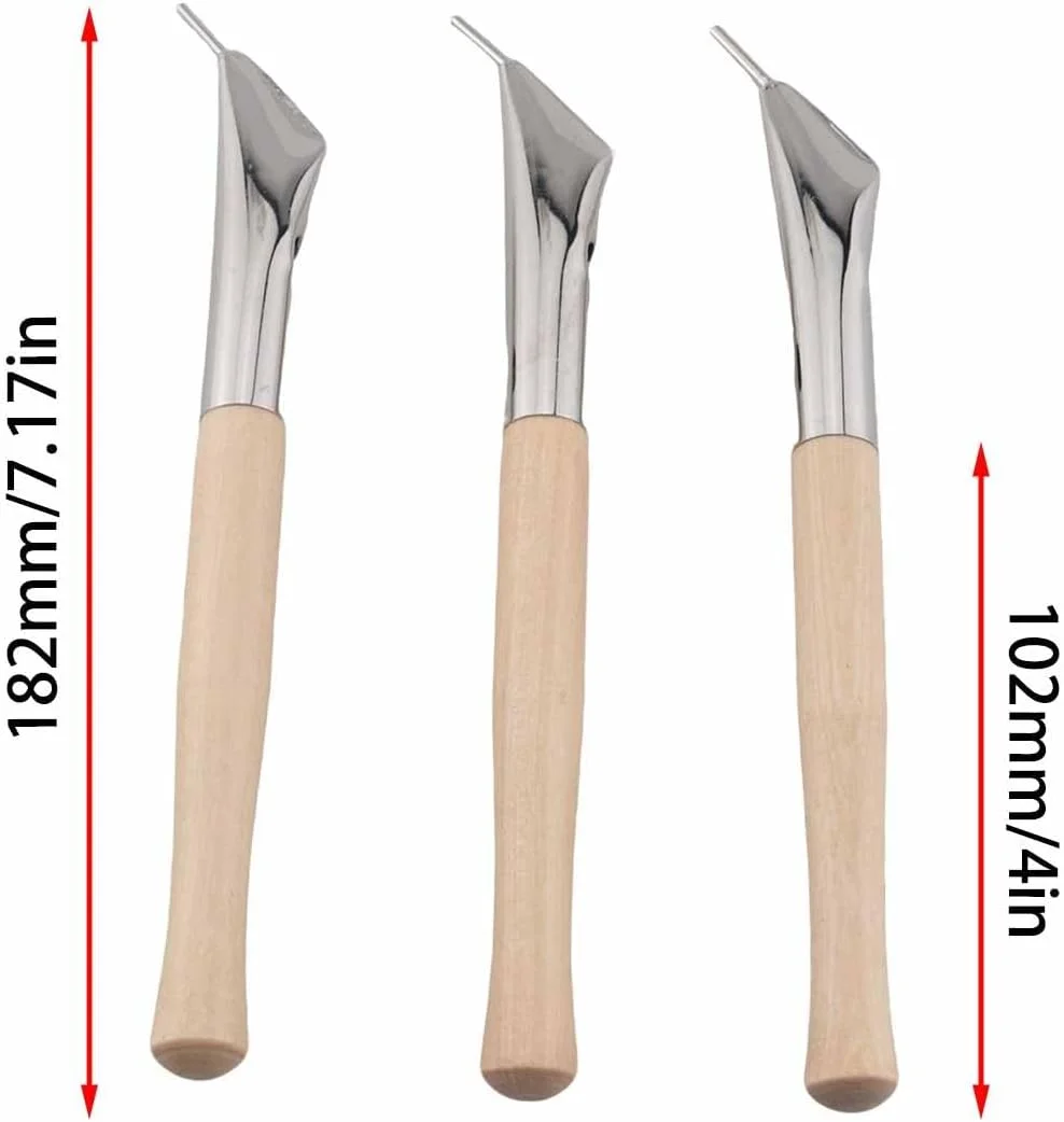 رویوائر، یک ست ابزار هنر سرامیک، قلم باتیک، 3 عدد، رنگ چوب طبیعی با دسته های چوبی، قلم های چاپ باتیک سرامیکی برای نقاشی روی پارچه و ابزارهای طراحی