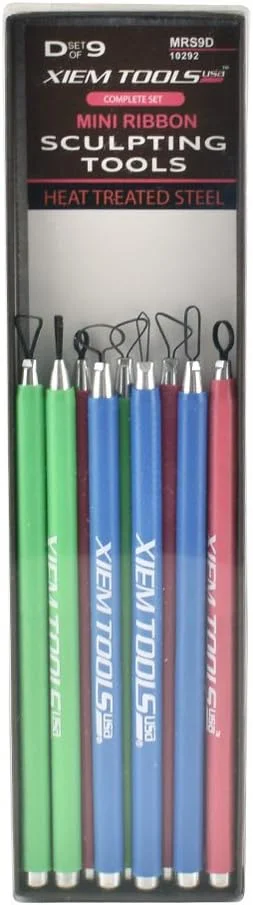 مجموعه کامل ابزار مینی روبان مجسمه سازی Xiem Tools USA، فولاد عملیات حرارتی شده، مجموعه D شامل 9 ابزار (MRS9D-10292) مجموعه کامل ابزار مینی روبان مجسمه سازی Xiem Tools USA، فولاد عملیات حرارتی شده، مجموعه D شامل 9 ابزار (MRS9D-10292)