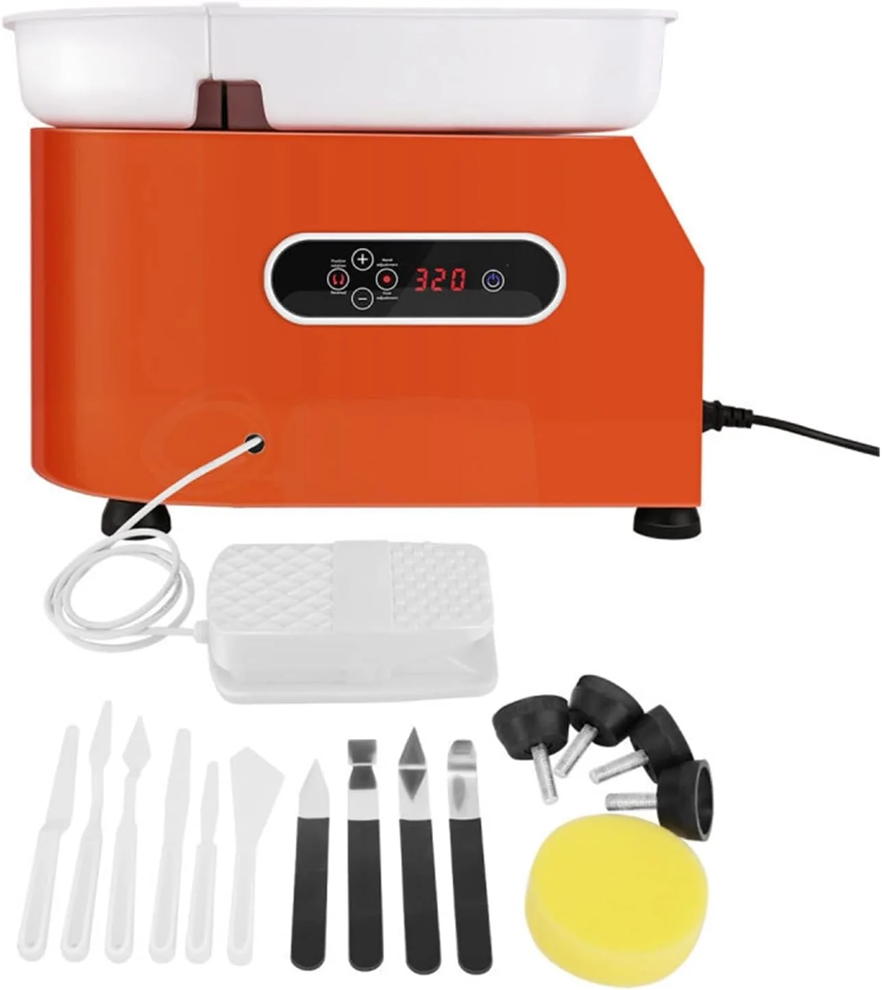 چرخ سفالگری ERTUUYD LCD برقی، دستگاه چرخ کوزه گری 25 سانتی متری، کیت ابزار حکاکی چرخشی خاک رس سرامیکی DIY چرخ سفالگری ERTUUYD LCD برقی، دستگاه چرخ کوزه گری 25 سانتی متری، کیت ابزار حکاکی چرخشی خاک رس سرامیکی DIY