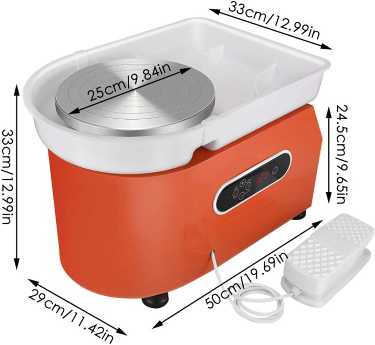 چرخ سفالگری ERTUUYD LCD برقی، دستگاه چرخ کوزه گری 25 سانتی متری، کیت ابزار حکاکی چرخشی خاک رس سرامیکی DIY