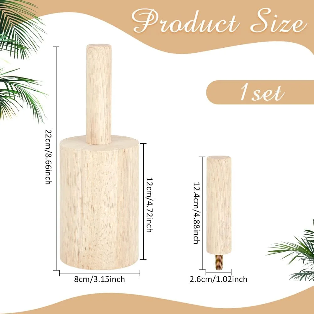 قالب های سفالگری فنجانی BENECREAT، ابزار سفالگری چوبی با دسته، مجموعه قالب های سفالگری برای لیوان های سرامیکی شکل دهی چوبی