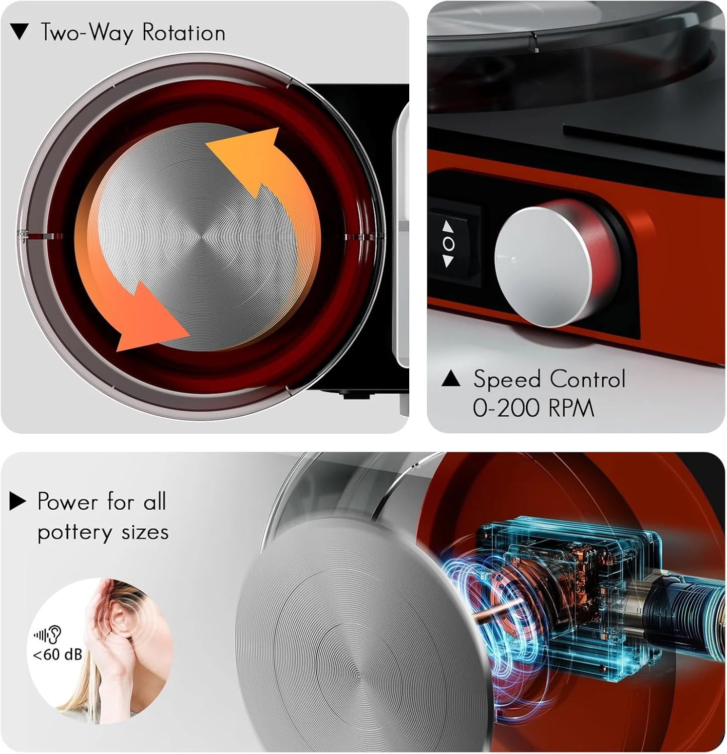 چرخ سفالگری Insnug برای بزرگسالان - کیت کامل ابزار سفالگری برای مبتدیان، صفحه گردان 6 اینچی با چرخش دو طرفه و سرعت قابل تنظیم، 1 کیلوگرم خاک رس خشک شونده در هوا، چرخ سفالگری کوچک با طراحی ذخیره سازی