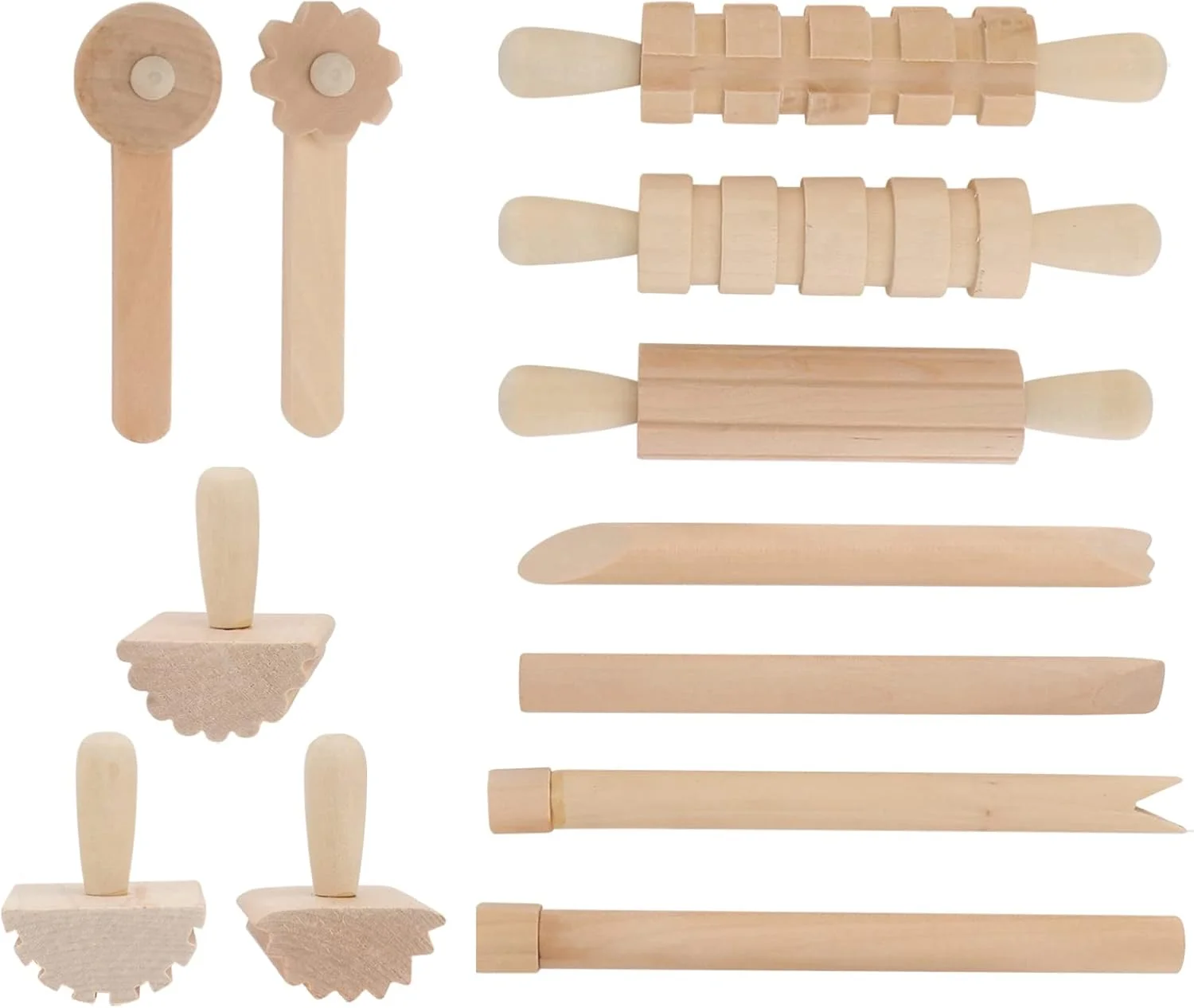 مجموعه 12 عددی ابزار سفالگری چوبی Alipis، ابزار مدل سازی خمیر بازی، ابزار مجسمه سازی پلاستیک، ابزار قالب گیری سفالگری، اسباب بازی های آموزشی اولیه، لوازم هنری و صنایع دستی برای کودکان نوپا
