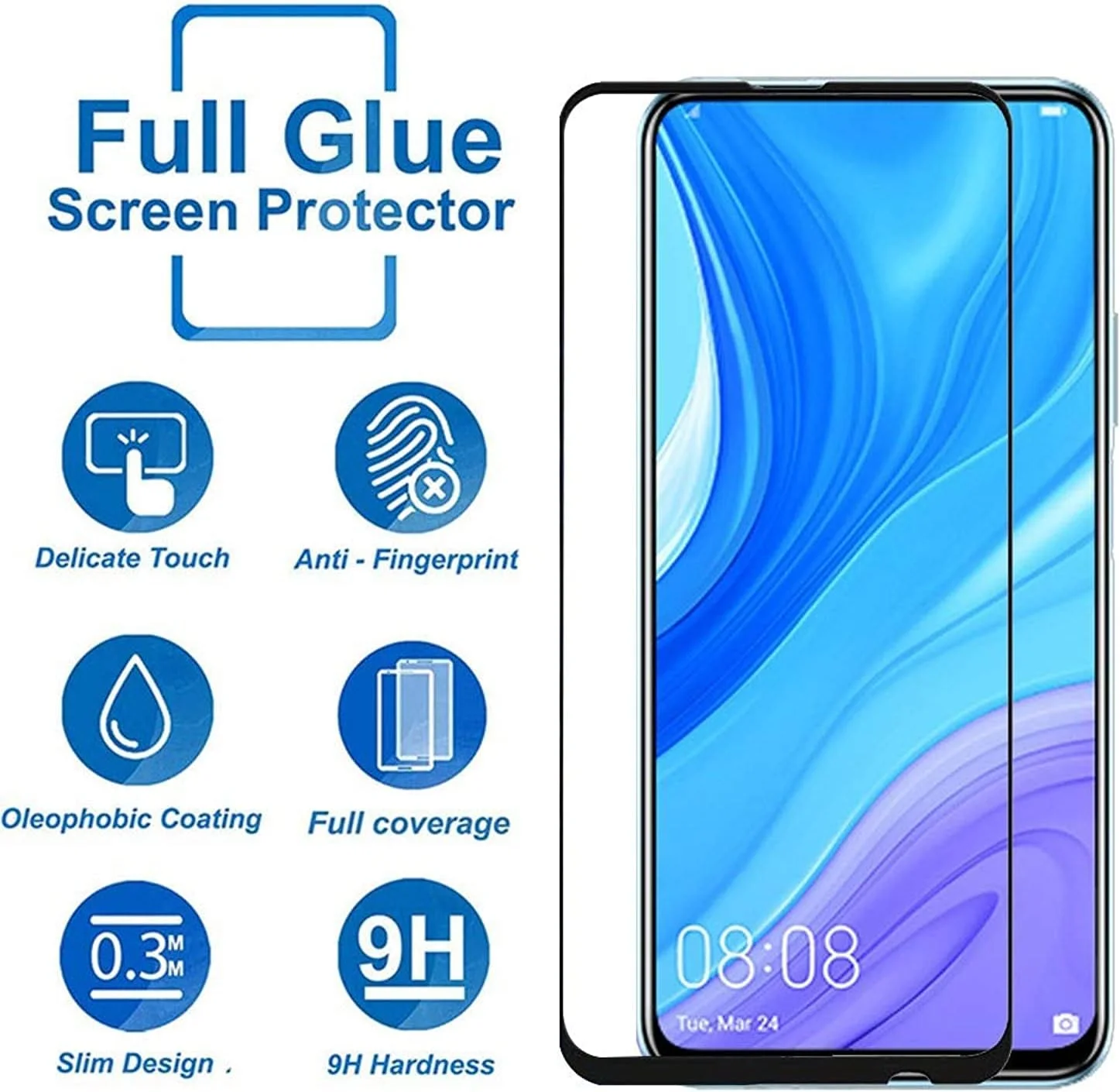 محافظ صفحه نمایش شیشه ای حرارت دیده هواوی (Y9S) و (Y9 Prime 2019)، ضد خش و بدون حباب