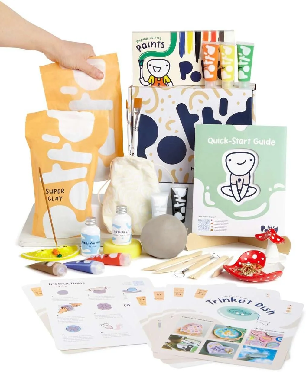 Pott'd™ Home Air-Dry Clay Pottery Kit for Beginners. Kit Includes: Air-Dry Clay, Tools, Paints, Brushes, Sealant, How-to-Guide - Regular Paints Pott'd™ Home Air-Dry Clay Pottery Kit for Beginners. Kit Includes: Air-Dry Clay, Tools, Paints, Brushes, Sealant, How-to-Guide - Regular Paints