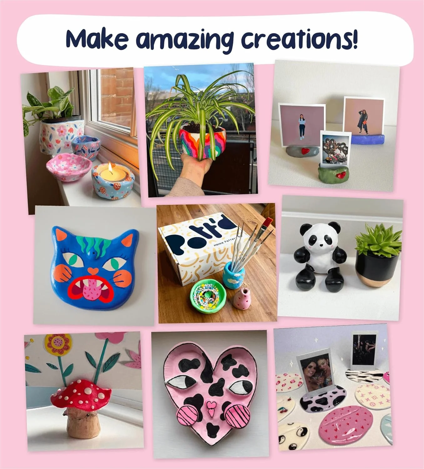 Pott'd™ Home Air-Dry Clay Pottery Kit for Beginners. Kit Includes: Air-Dry Clay, Tools, Paints, Brushes, Sealant, How-to-Guide - Regular Paints