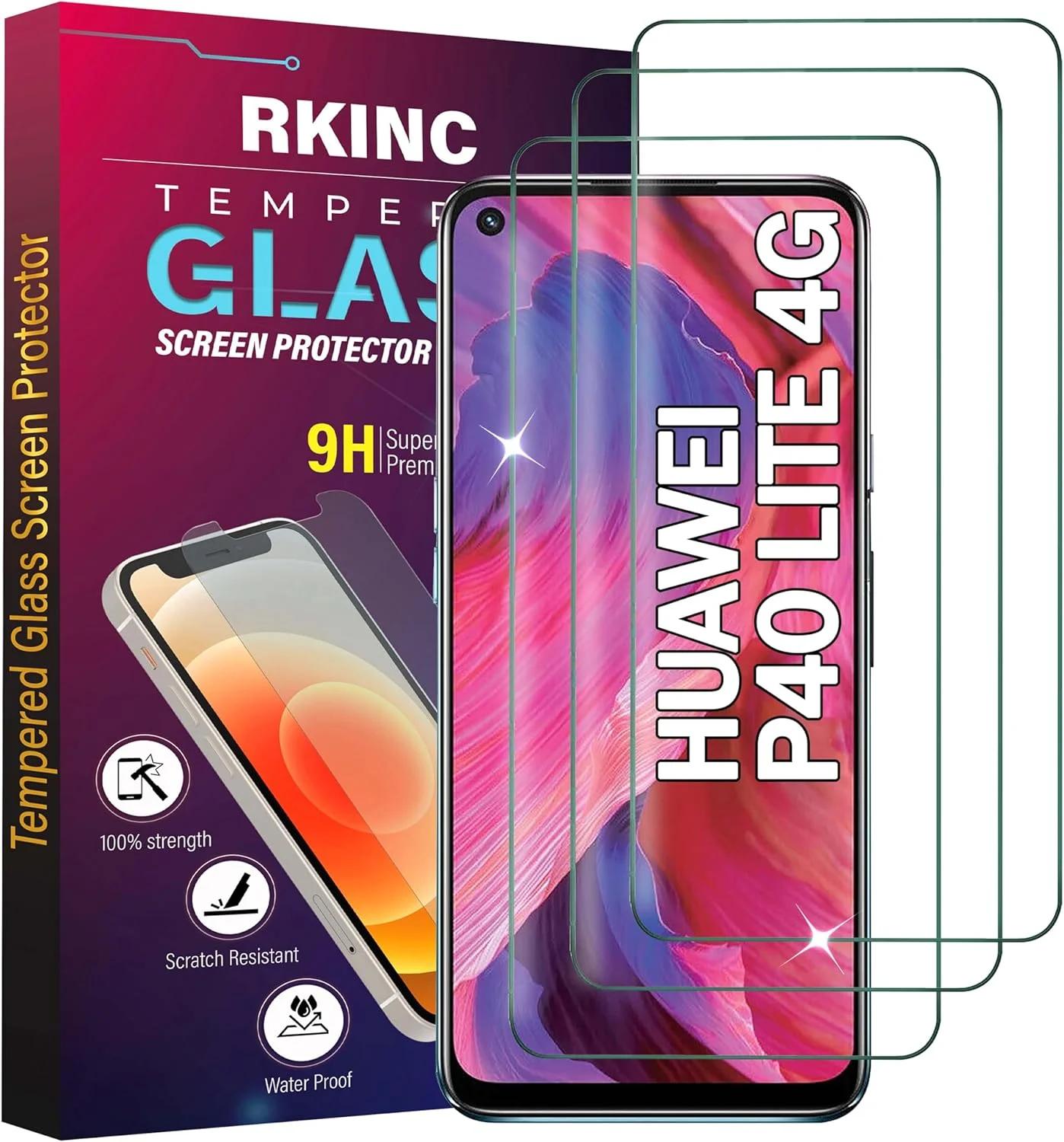 محافظ صفحه نمایش شیشه ای tempered برای هواوی P40 Lite 4G (3 عددی) - سختی 9H، ضخامت 0.33 میلی متر - ضد خش، ضد ضربه، بدون حباب