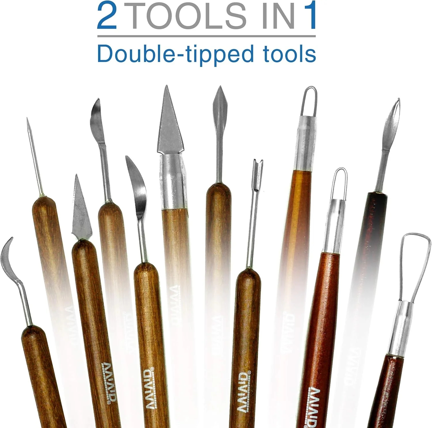 ست ابزار مجسمه سازی و سفالگری ویوید اسکالپت 6 تکه دو طرفه با دسته چوبی