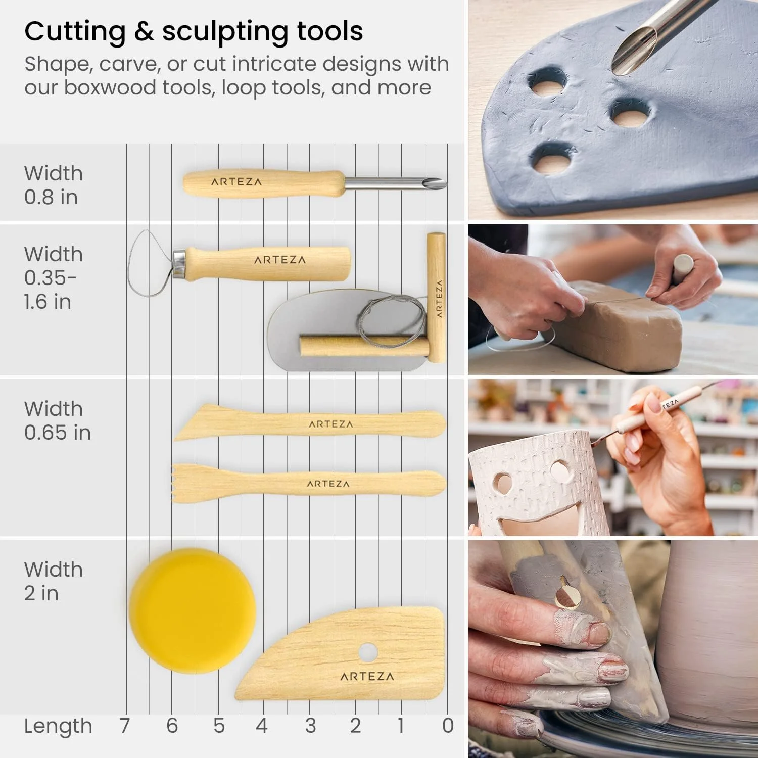 ابزار مجسمه سازی سفال و خاک رس آرتیزا (مجموعه 42 عددی)