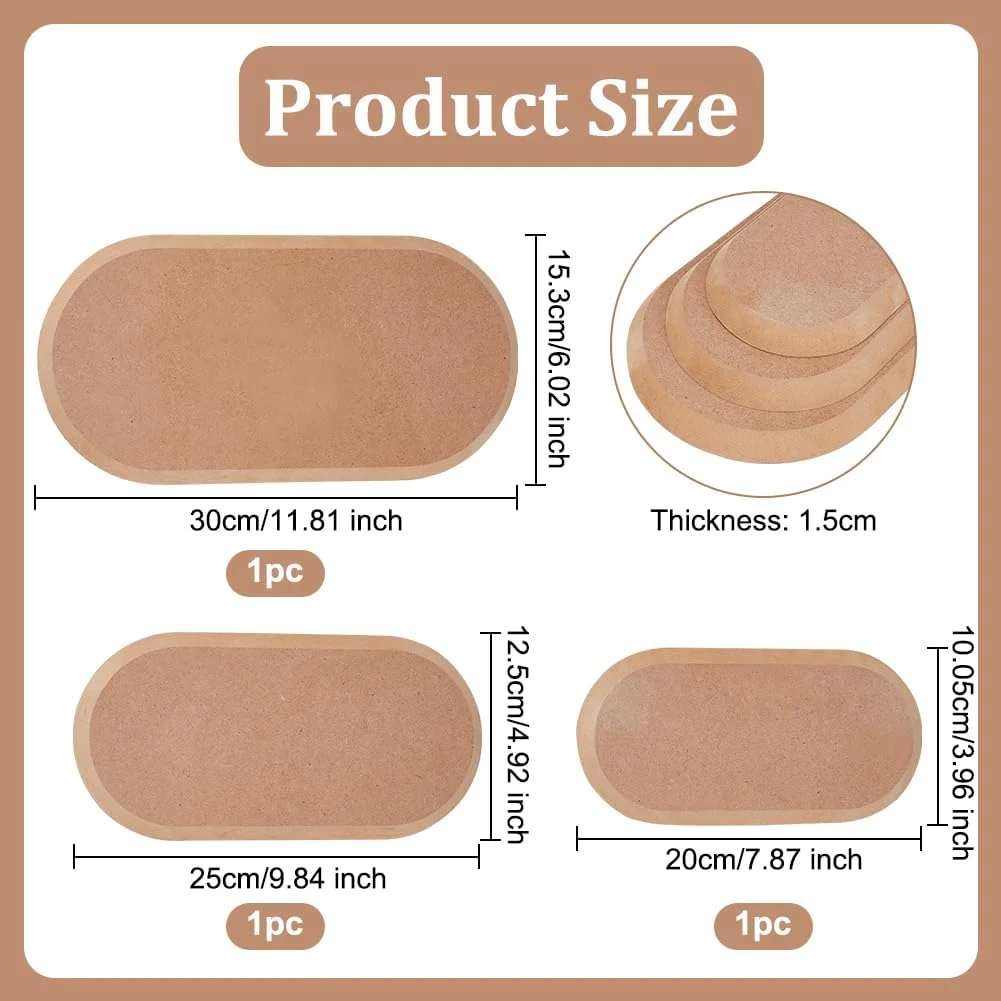 قالب های سفالی بیضی شکل OLYCRAFT، 3 عدد، برای سرامیک های رسی - تخته خشک کن چوبی، ابزار شکل دهی بشقاب برای ساخت دستی - 3 سایز