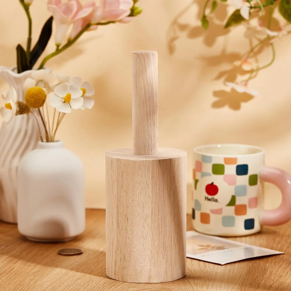 قالب سرامیکی فنجان BENECREAT، 12x8 سانتی متر، ابزار سفالگری چوبی با دسته، مجموعه قالب سفالگری برای سرامیک های رسی، چوب دنده دار، شکل دهی فنجان چینی