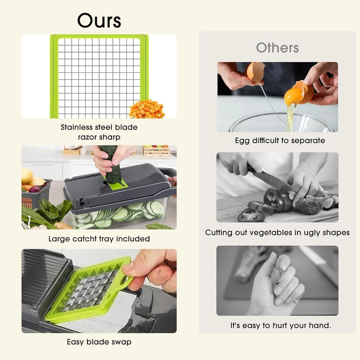 خردکن و اسلایسر سبزیجات 16 در 1 هومیوا، خردکن چند منظوره مواد غذایی با ظرف و سبد آبکش برای آشپزخانه، ست ابزار خردکن پیاز و سالاد (سبز) خردکن و اسلایسر سبزیجات 16 در 1 هومیوا، خردکن چند منظوره مواد غذایی با ظرف و سبد آبکش برای آشپزخانه، ست ابزار خردکن پیاز و سالاد (سبز)