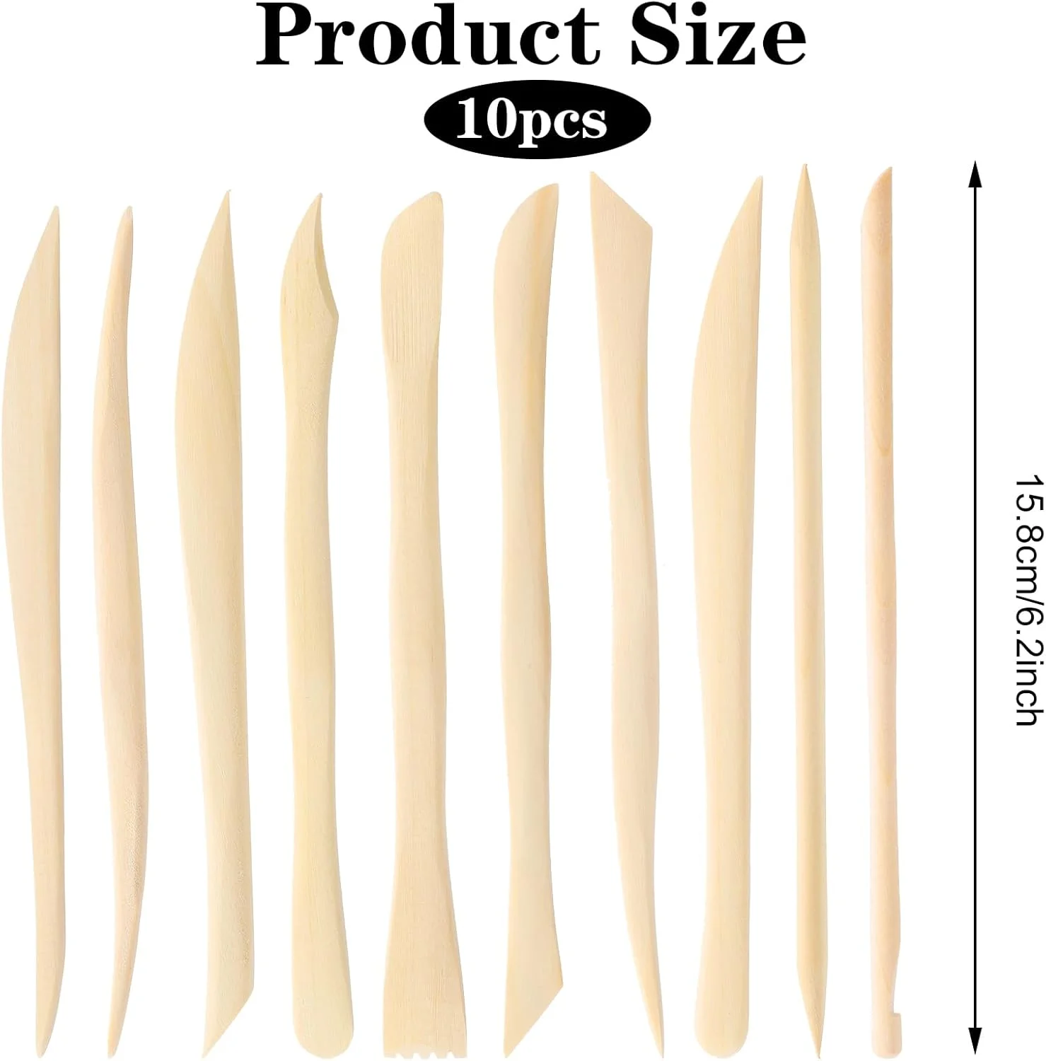 مجموعه 10 عددی ابزار مجسمه سازی سفالی چوبی LLOUSSAK، ابزار مدل سازی سفالی دو سر صاف 6.2 اینچی، کیت ابزار سفالگری چوبی، ابزار مجسمه سازی خمیر پلیمری برای حکاکی و جزئیات سرامیک و صابون