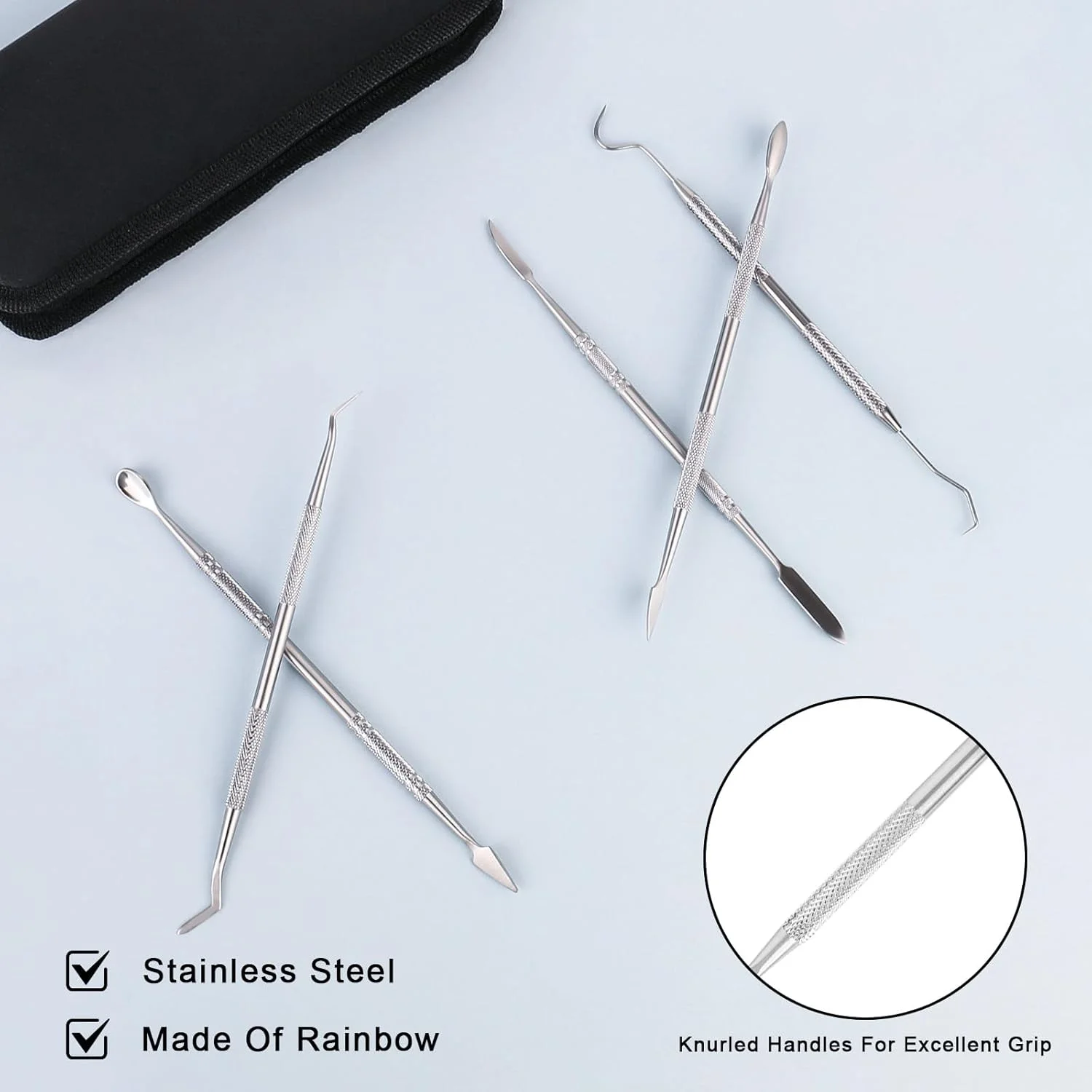 مجموعه 12 عددی ابزار مجسمه سازی استیل YYTECH، ابزار حکاکی موم و رس با کیف نگهداری، ابزار حکاکی موم دو طرفه، ابزار مجسمه سازی، ابزار رس پلیمری برای جزئیات مجسمه سازی