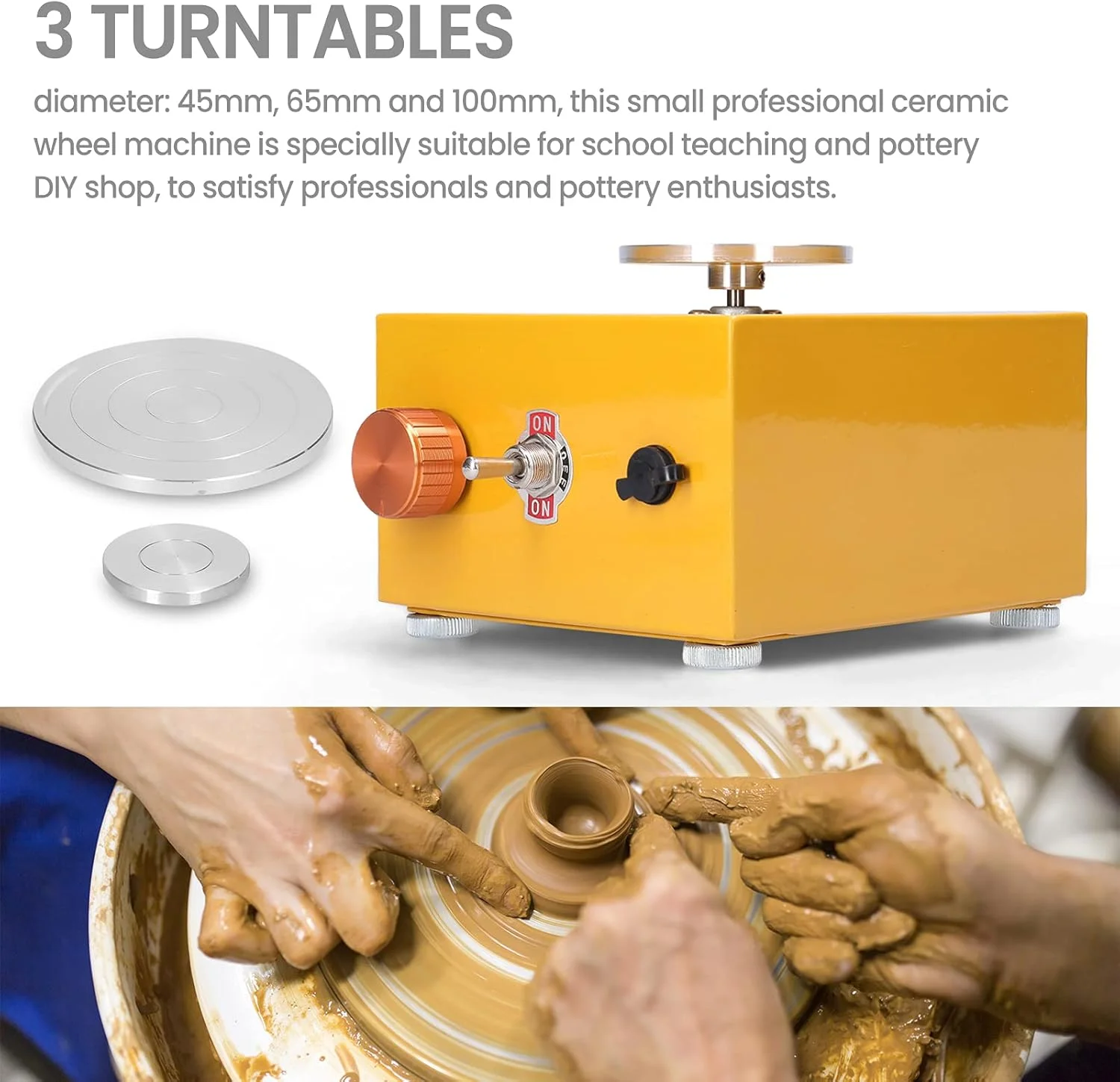 ابزار سفالگری کودکان Morelian با سینی برای کار سرامیک، چرخ سفالگری کوچک، دستگاه سفالگری برقی قابل حمل ابزار سفالگری کودکان Morelian با سینی برای کار سرامیک، چرخ سفالگری کوچک، دستگاه سفالگری برقی قابل حمل