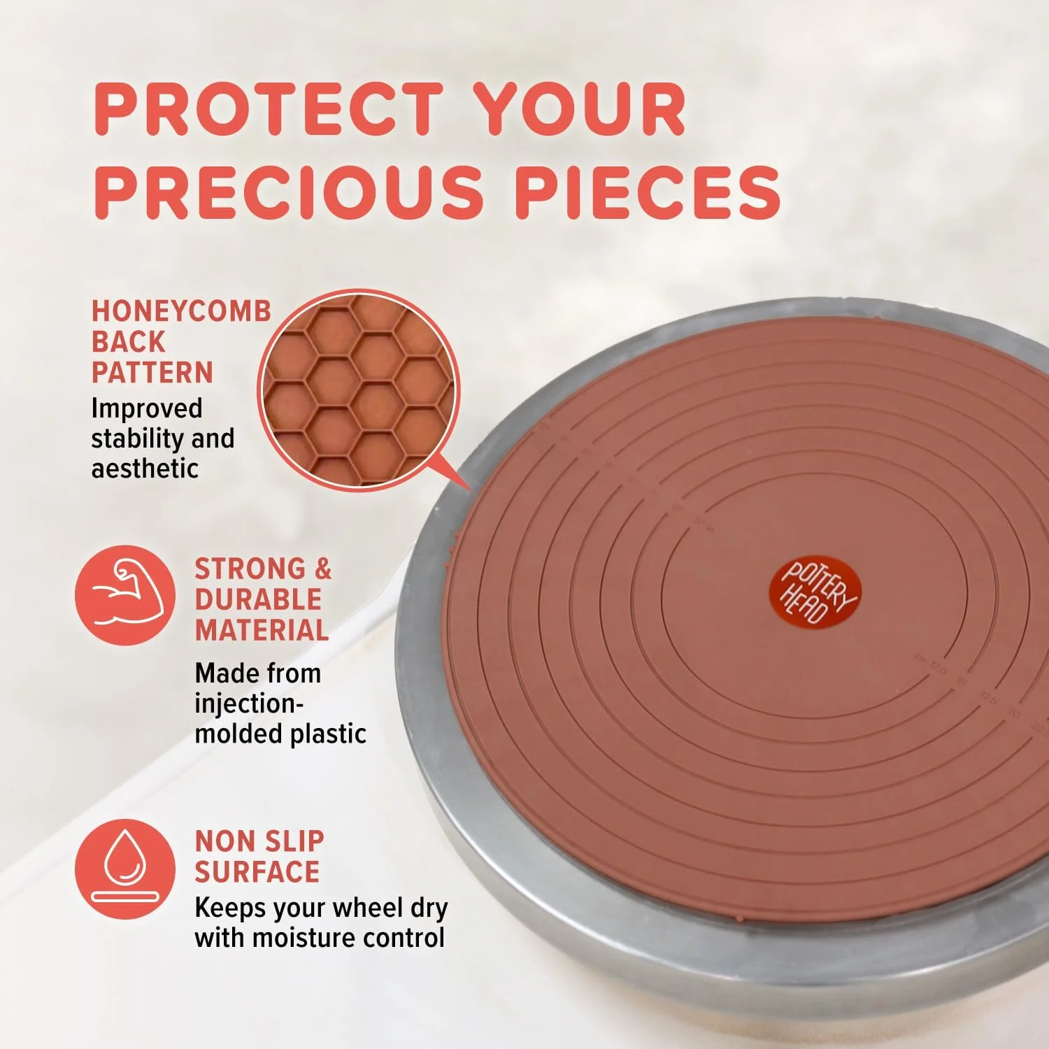 صفحه سرامیکی چرخ سفالگری - ست 3 تایی گرد 12 اینچی با خطوط راهنما - ابزار سفالی، ابزار سرامیکی و لوازم جانبی چرخ سفالگری - صفحات سفالی جهانی برای شکل دهی