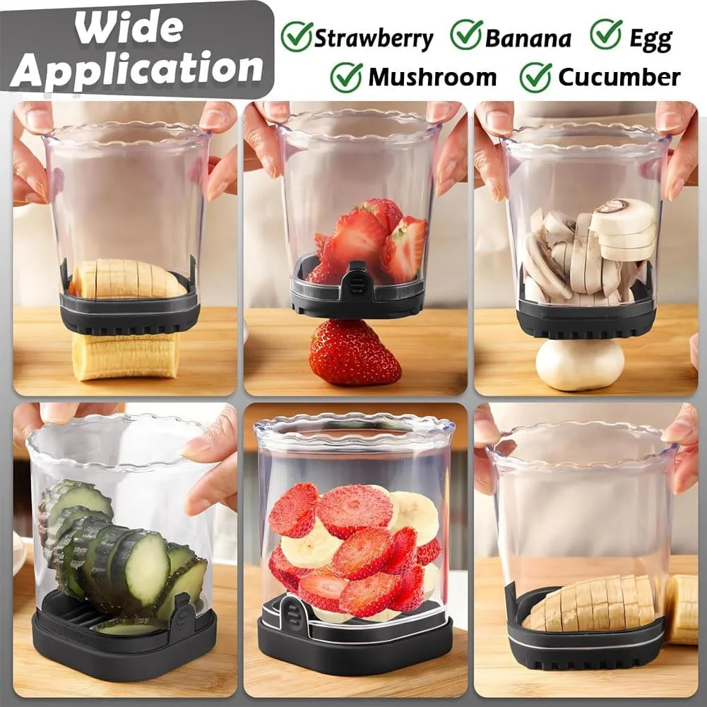 لیوان برش میوه Goodern، ابزار برش سریع چند منظوره میوه و سبزیجات، ابزار برش آشپزخانه جداشدنی با صفحه فشاری، لیوان برش قابل حمل برای پیک نیک در فضای باز برای توت فرنگی، تخم مرغ، موز، قارچ - مشکی لیوان برش میوه Goodern، ابزار برش سریع چند منظوره میوه و سبزیجات، ابزار برش آشپزخانه جداشدنی با صفحه فشاری، لیوان برش قابل حمل برای پیک نیک در فضای باز برای توت فرنگی، تخم مرغ، موز، قارچ - مشکی