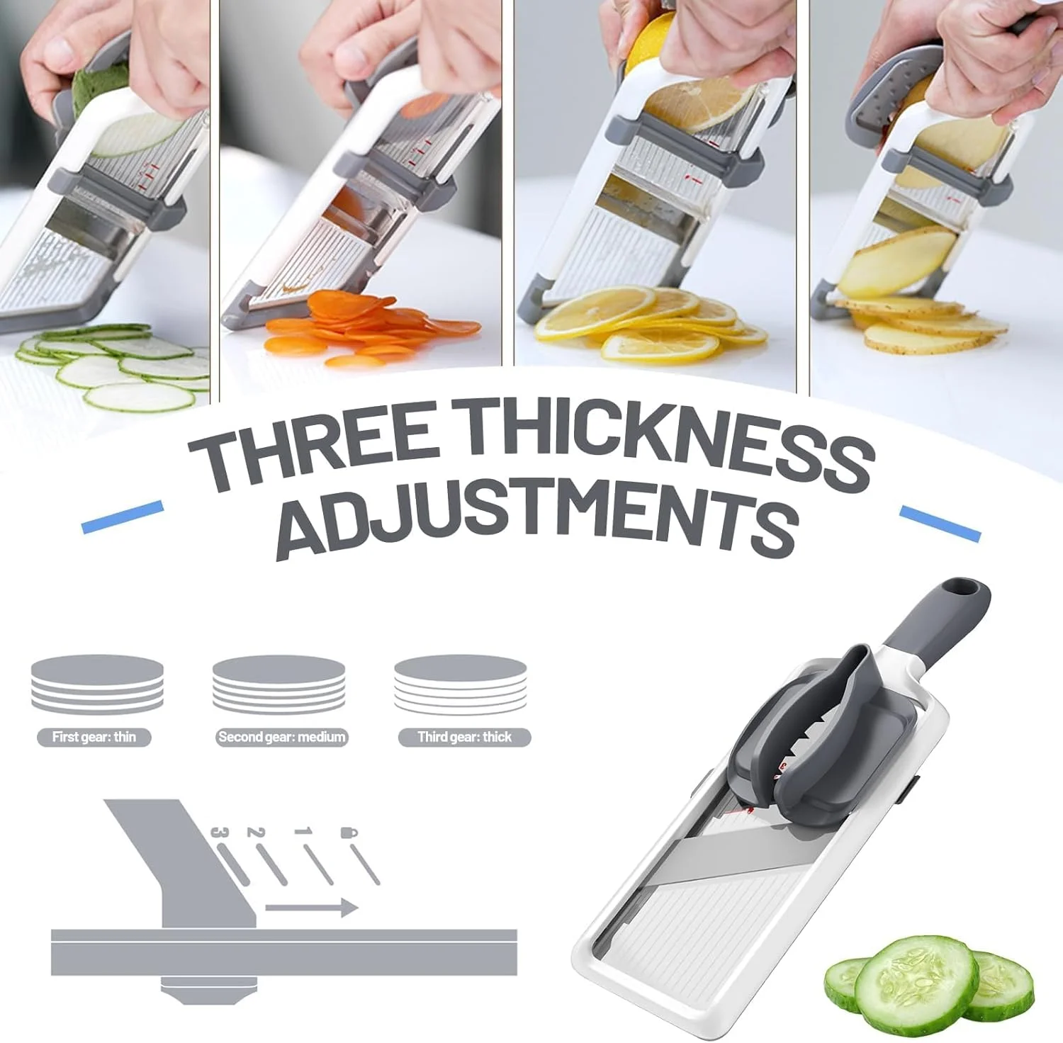 اسلایسر دستی چند منظوره GraGra، اسلایسر هویج خانگی، اسلایسر سیب زمینی با ضخامت قابل تنظیم، برش ایمن و سریع، ابزار ضروری آشپزخانه اسلایسر دستی چند منظوره GraGra، اسلایسر هویج خانگی، اسلایسر سیب زمینی با ضخامت قابل تنظیم، برش ایمن و سریع، ابزار ضروری آشپزخانه