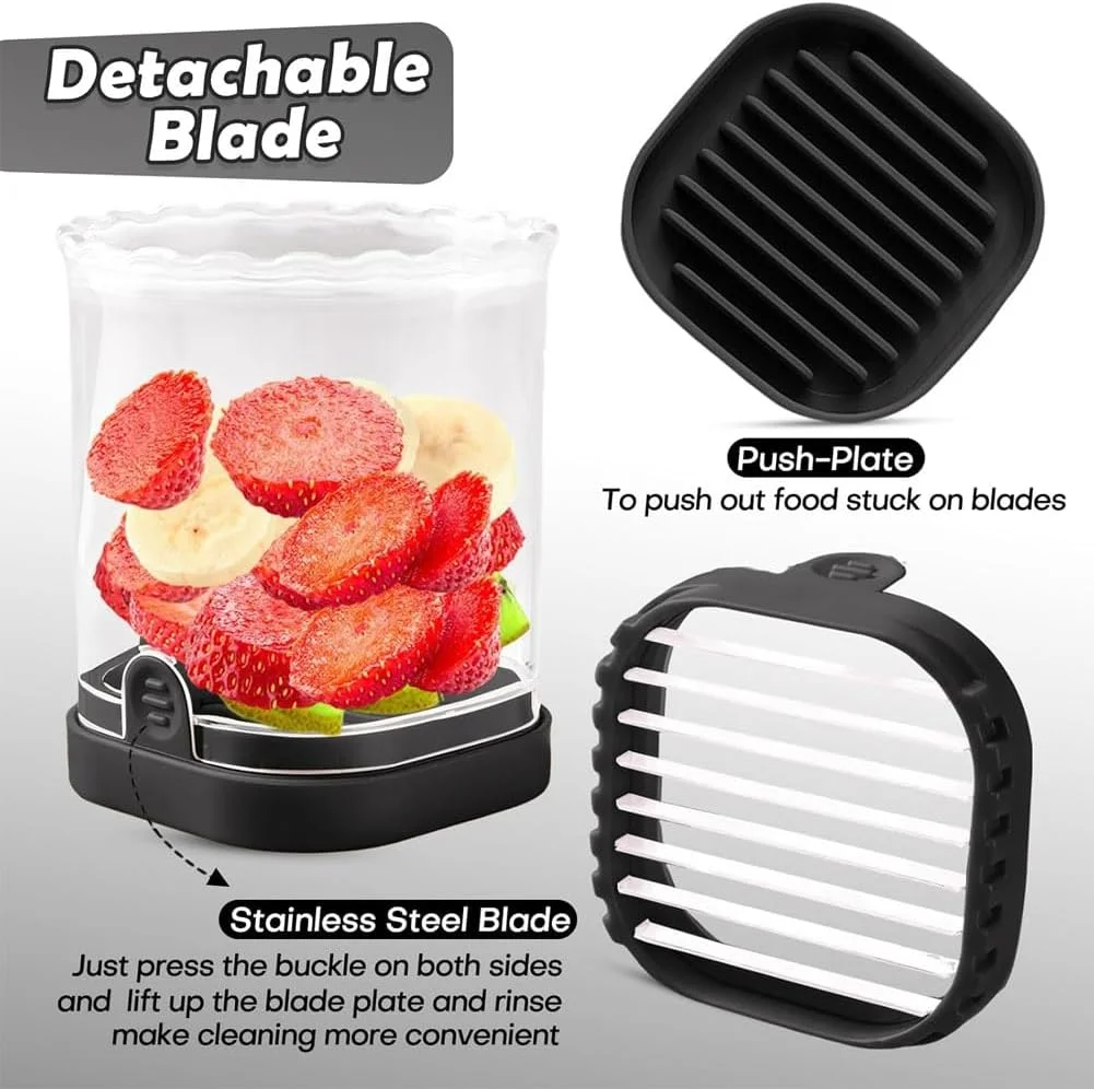 لیوان برش میوه Goodern، ابزار برش سریع چند منظوره میوه و سبزیجات، ابزار برش آشپزخانه جداشدنی با صفحه فشاری، لیوان برش قابل حمل برای پیک نیک در فضای باز برای توت فرنگی، تخم مرغ، موز، قارچ - مشکی لیوان برش میوه Goodern، ابزار برش سریع چند منظوره میوه و سبزیجات، ابزار برش آشپزخانه جداشدنی با صفحه فشاری، لیوان برش قابل حمل برای پیک نیک در فضای باز برای توت فرنگی، تخم مرغ، موز، قارچ - مشکی