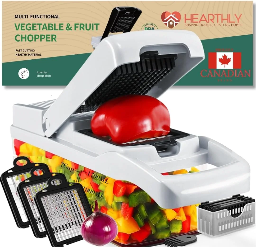 خردکن سبزیجات 22 در 1 هارتلی (مِفْرَمَة) با 13 تیغه، خردکن پیاز، برش دهنده تخم مرغ و ماندولین، خردکن سبزیجات با ظرف - لوازم ضروری آشپزخانه برای آماده سازی غذا و سهولت پخت و پز خردکن سبزیجات 22 در 1 هارتلی (مِفْرَمَة) با 13 تیغه، خردکن پیاز، برش دهنده تخم مرغ و ماندولین، خردکن سبزیجات با ظرف - لوازم ضروری آشپزخانه برای آماده سازی غذا و سهولت پخت و پز