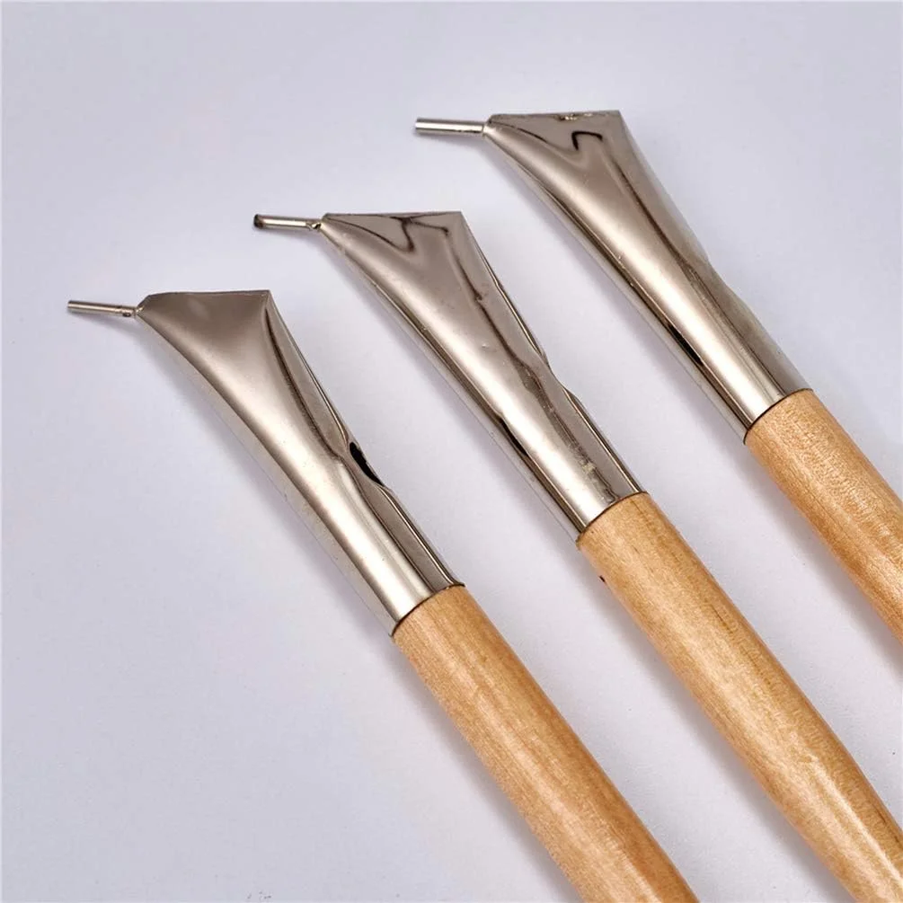 EXCEART 3 عدد ابزار باتیک چوبی، چاقوهای باتیک، کیت ابزار سفال، قلم باتیک، ابزار سرامیکی، قلم چاپ موم، قلم مجسمه سازی سفالی، قلم مدل سازی، ابزار موم سفالی، سرامیک چوبی