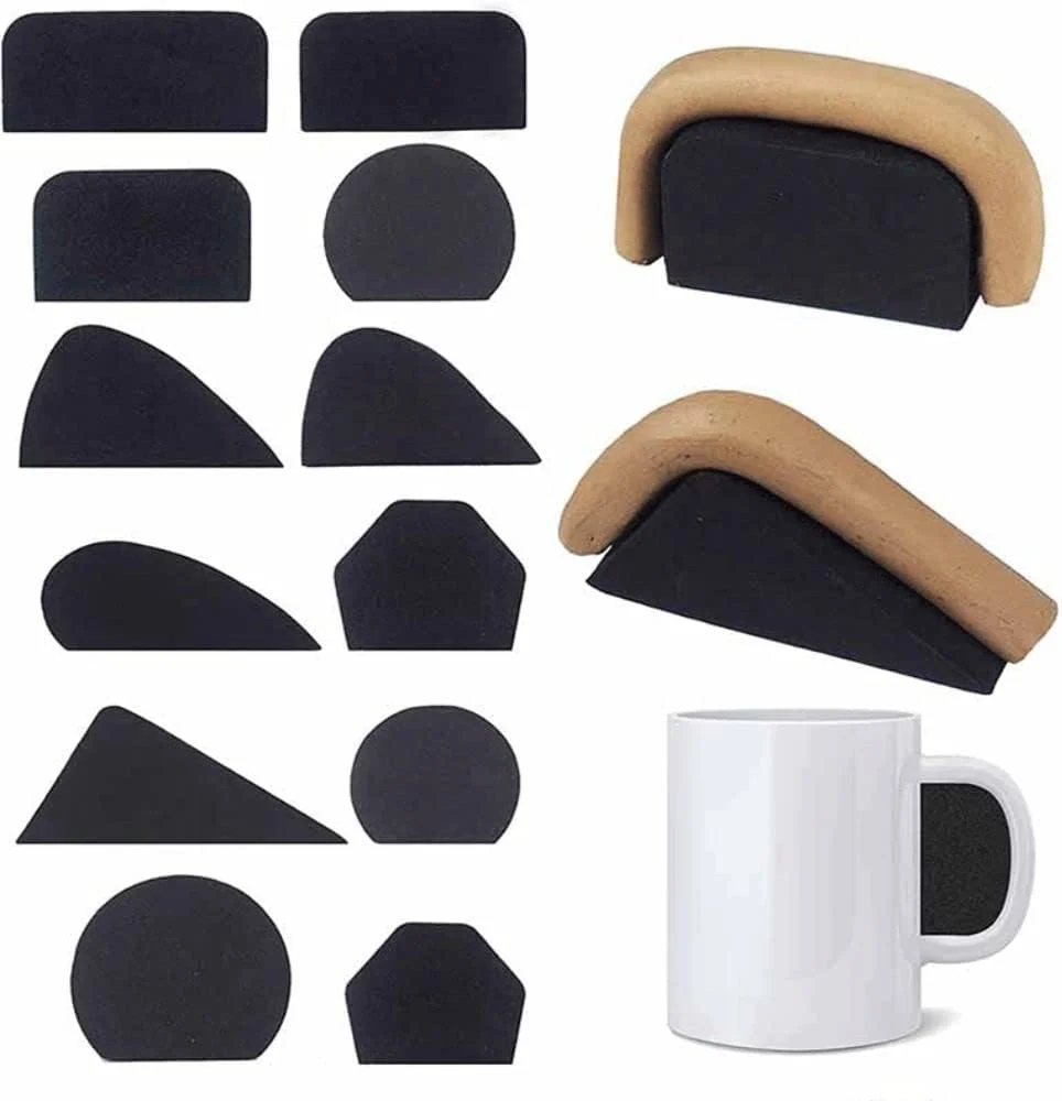 مجموعه 12 عددی قالب دسته لیوان سفالی گوفیدین، ابزار قالب گیری دسته فنجان DIY، قالب های برش خاک رس سرامیکی، ابزار ساخت دسته لیوان قهوه، ابزار سفالگری برای دسته سرامیک رسی