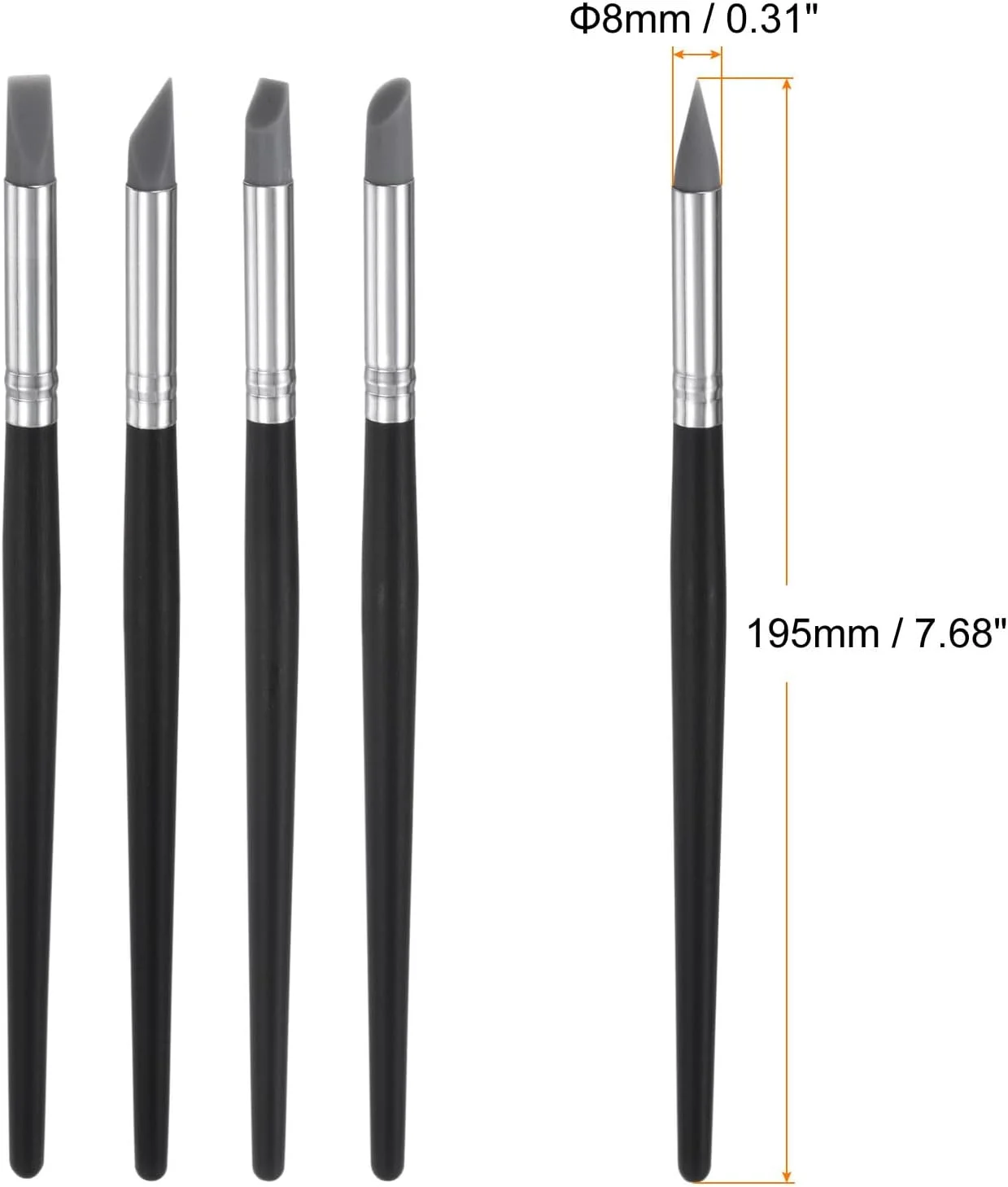 مجموعه 5 عددی ابزار مجسمه سازی خاک رس سورسینگ مپ، قلم شکل دهی با نوک لاستیکی در 5 سایز، برس های سیلیکونی برای شکل دهی و حکاکی مجسمه های سرامیکی و خمیر پلیمری، خاکستری
