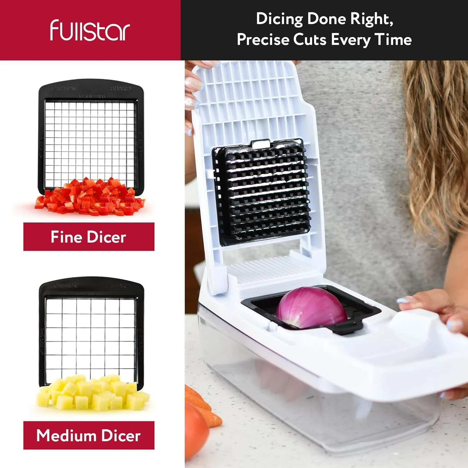 خردکن سبزیجات و اسلایسر ماندولین فول استار برای آشپزخانه - خردکن غذا با ظرف، رنده پنیر، لوازم ضروری خانه و ابزار آشپزخانه (لایت - 9 در 1)
