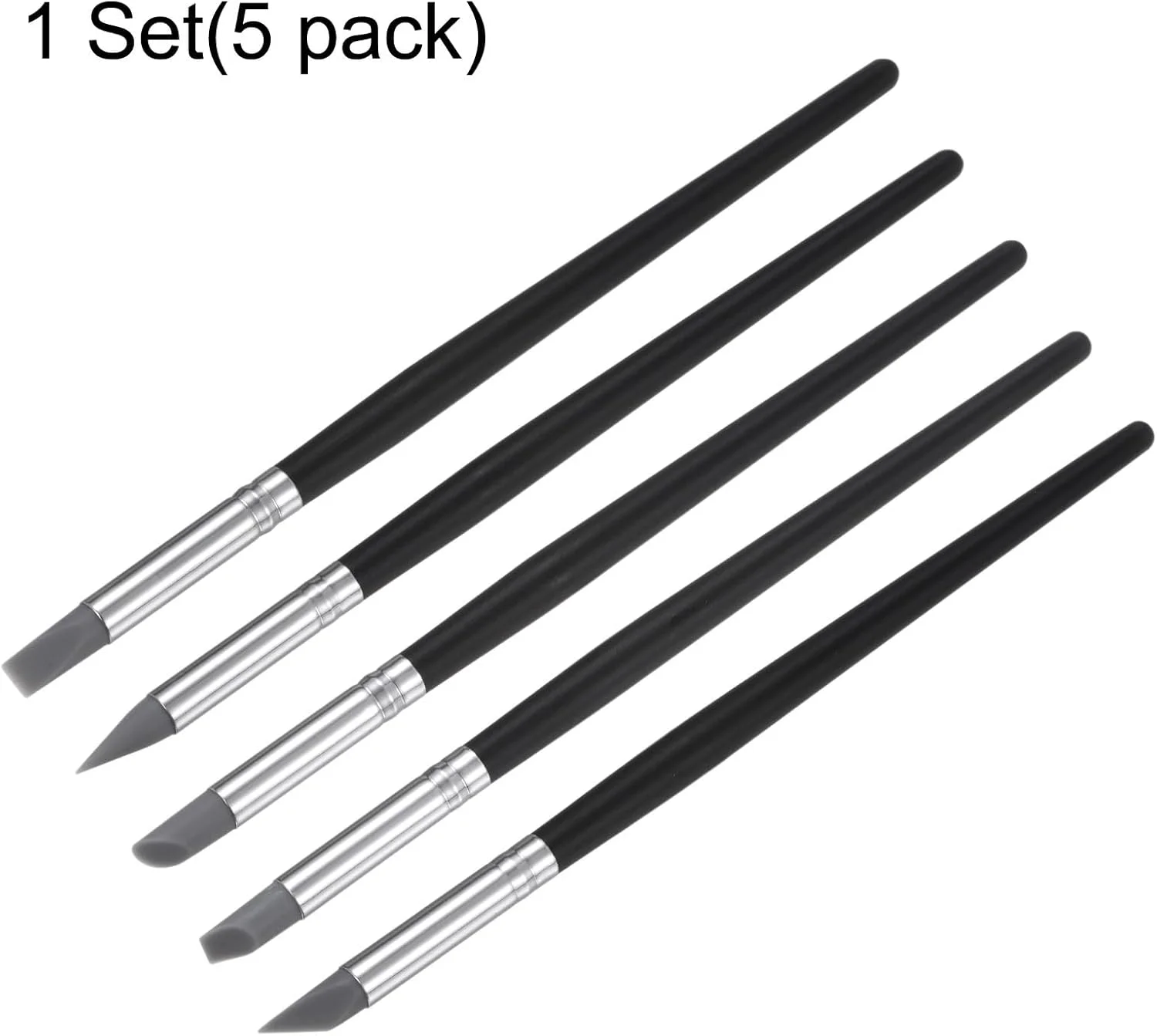 مجموعه 5 عددی ابزار مجسمه سازی خاک رس سورسینگ مپ، قلم شکل دهی با نوک لاستیکی در 5 سایز، برس های سیلیکونی برای شکل دهی و حکاکی مجسمه های سرامیکی و خمیر پلیمری، خاکستری